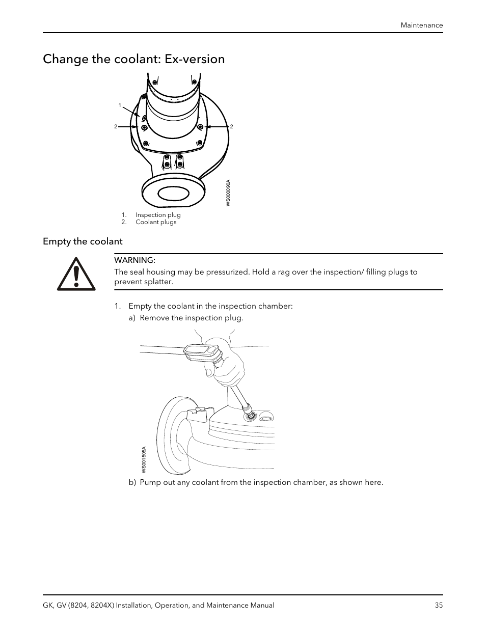 Change the coolant: ex-version, Empty the coolant | Xylem GK GV (8204, 8204X) User Manual | Page 37 / 52