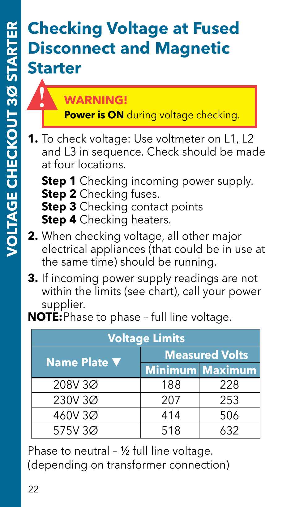 Vol ta ge check out 3ø s tar ter | Xylem GSSERVICE R2 Service Manual Submersible Pumps & Jet Pumps User Manual | Page 24 / 100