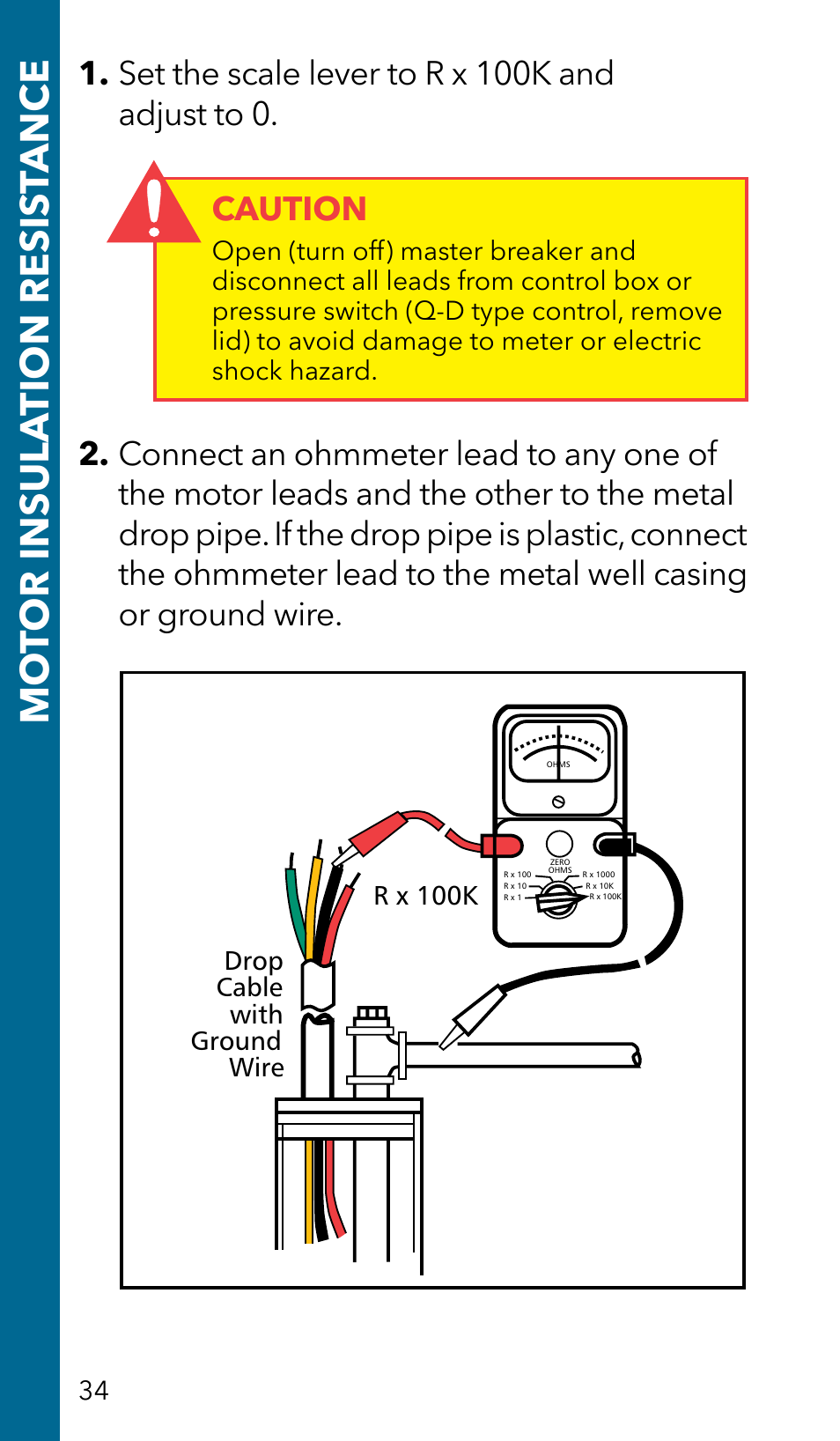 Mo tor insula tion resis tance | Xylem GSSERVICE R2 Service Manual Submersible Pumps & Jet Pumps User Manual | Page 36 / 100