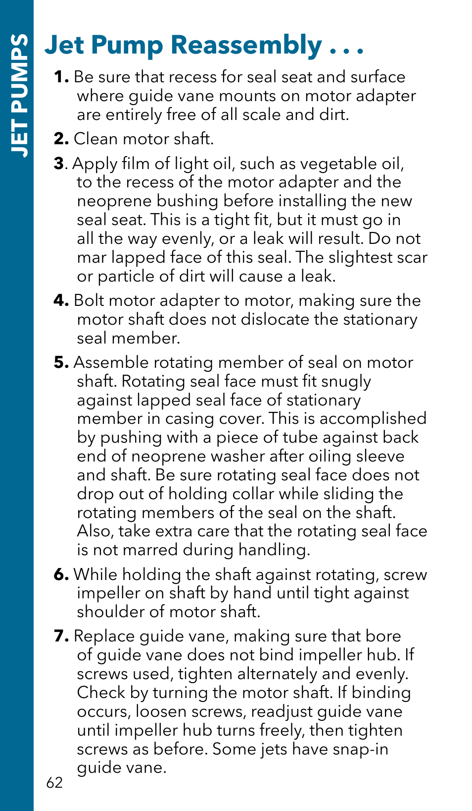 Jet pump reassembly, Jet pumps | Xylem GSSERVICE R2 Service Manual Submersible Pumps & Jet Pumps User Manual | Page 64 / 100