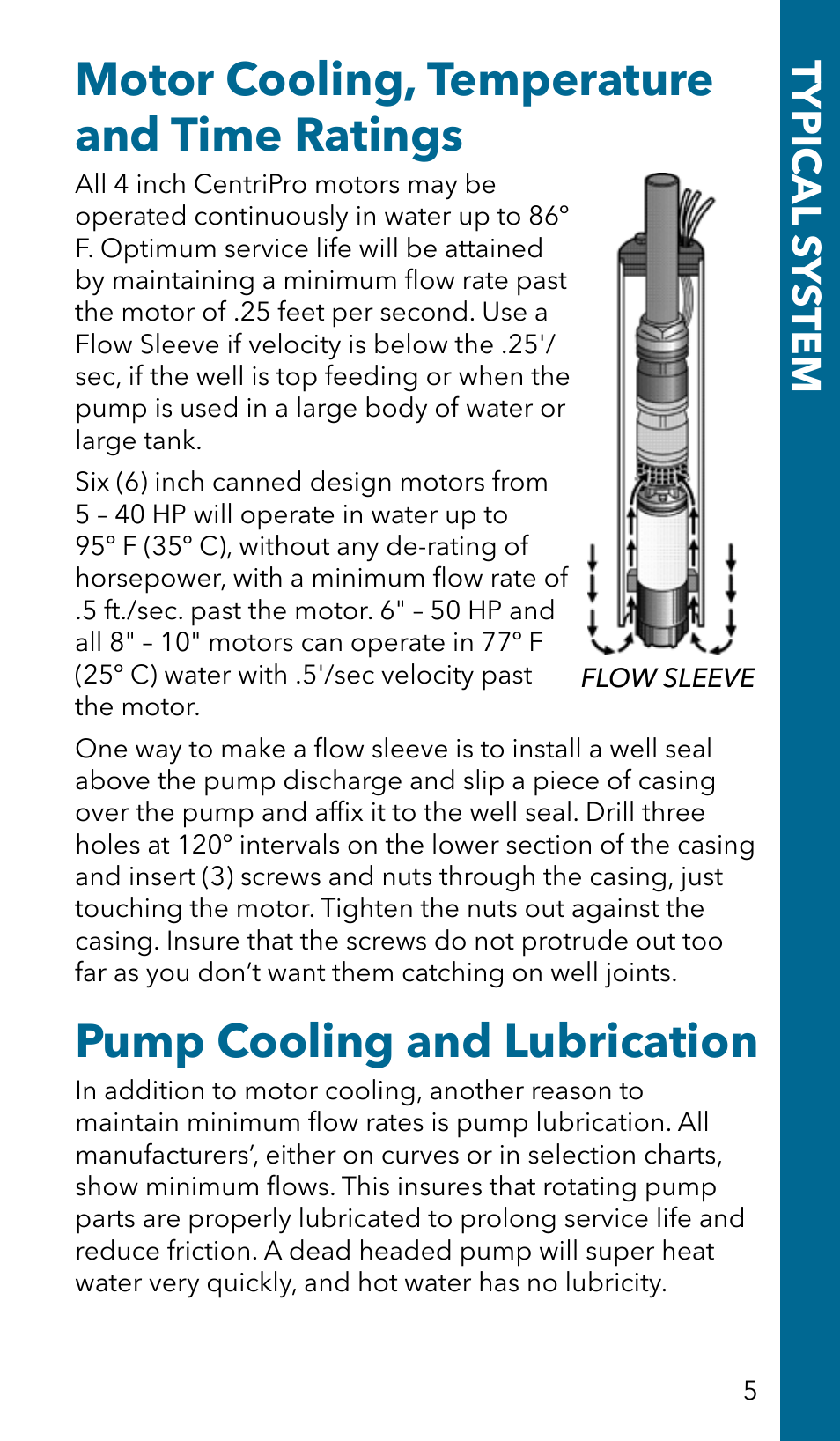 Motor cooling, temperature and time ratings, Pump cooling and lubrication | Xylem GSSERVICE R2 Service Manual Submersible Pumps & Jet Pumps User Manual | Page 7 / 100