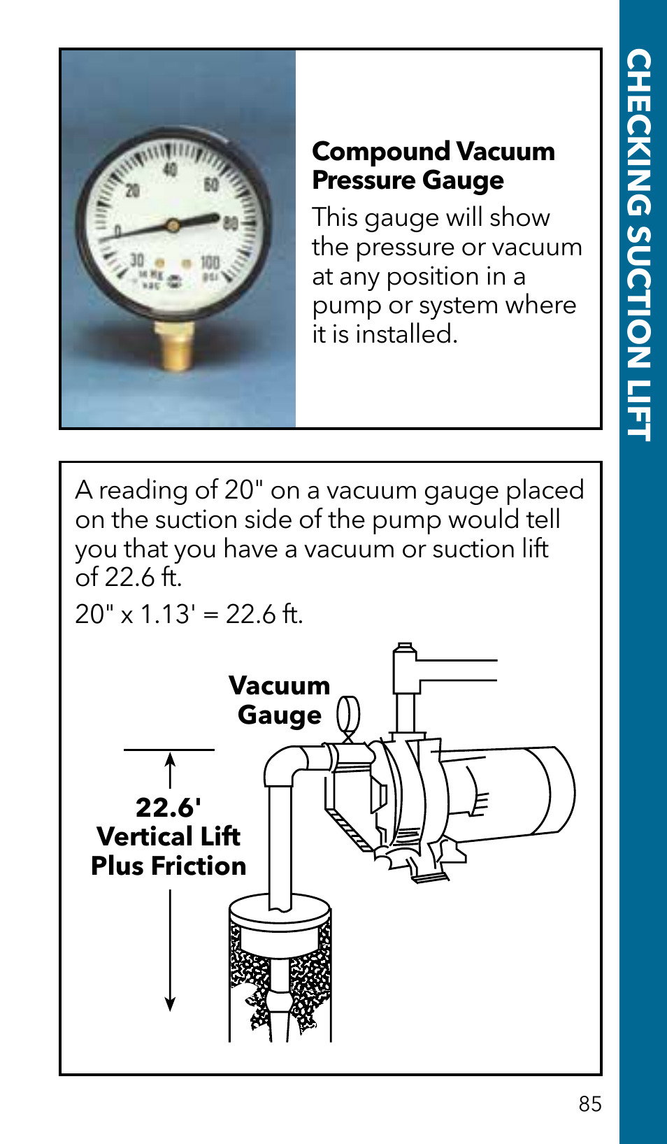 Checking suc tion lift | Xylem GSSERVICE R2 Service Manual Submersible Pumps & Jet Pumps User Manual | Page 87 / 100