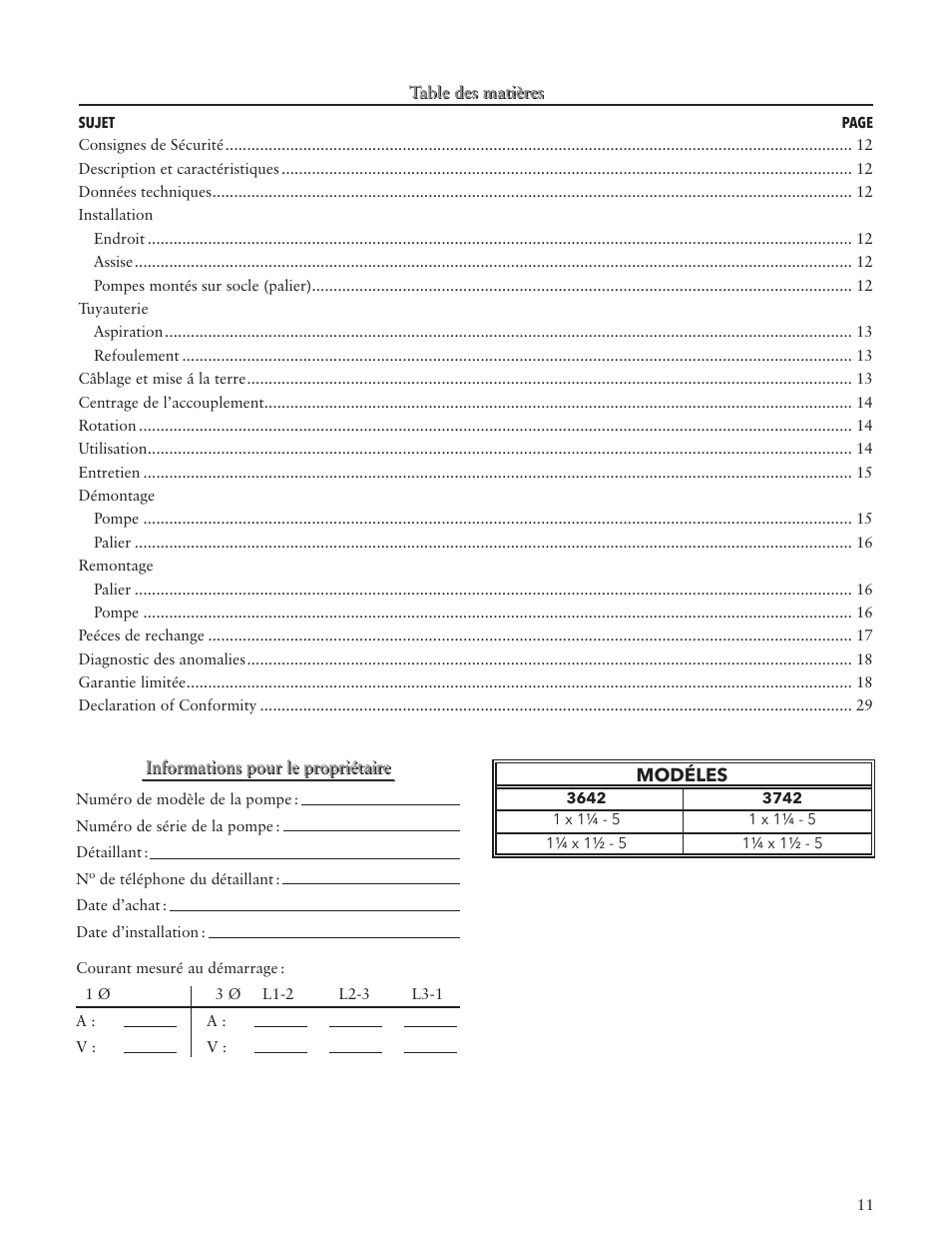 Xylem IM007 R05 Models 3642/3742 User Manual | Page 11 / 32
