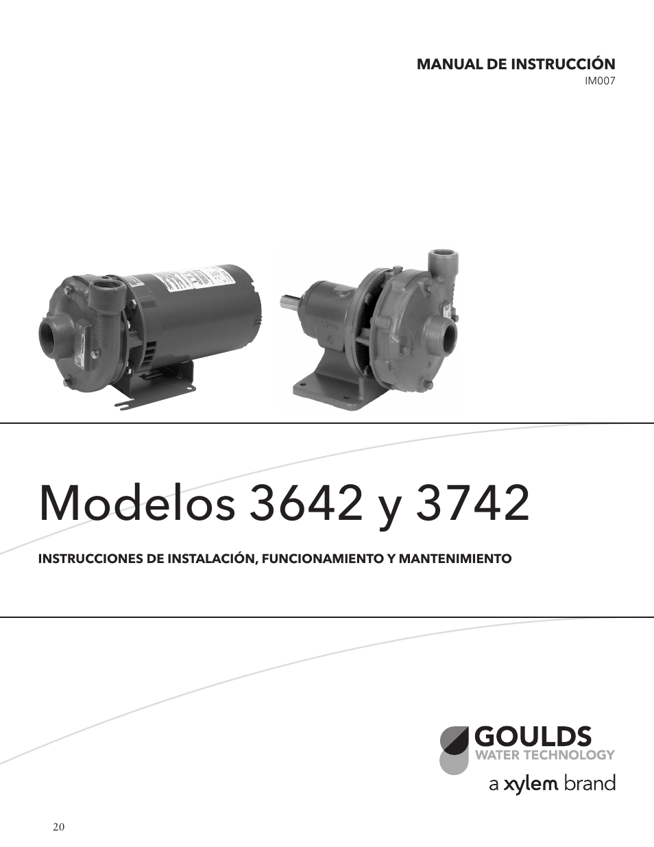 Xylem IM007 R05 Models 3642/3742 User Manual | Page 20 / 32