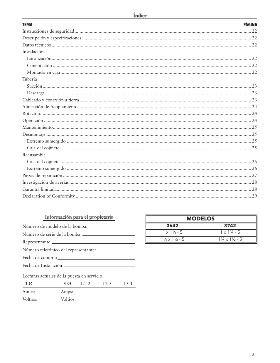 Xylem IM007 R05 Models 3642/3742 User Manual | Page 21 / 32