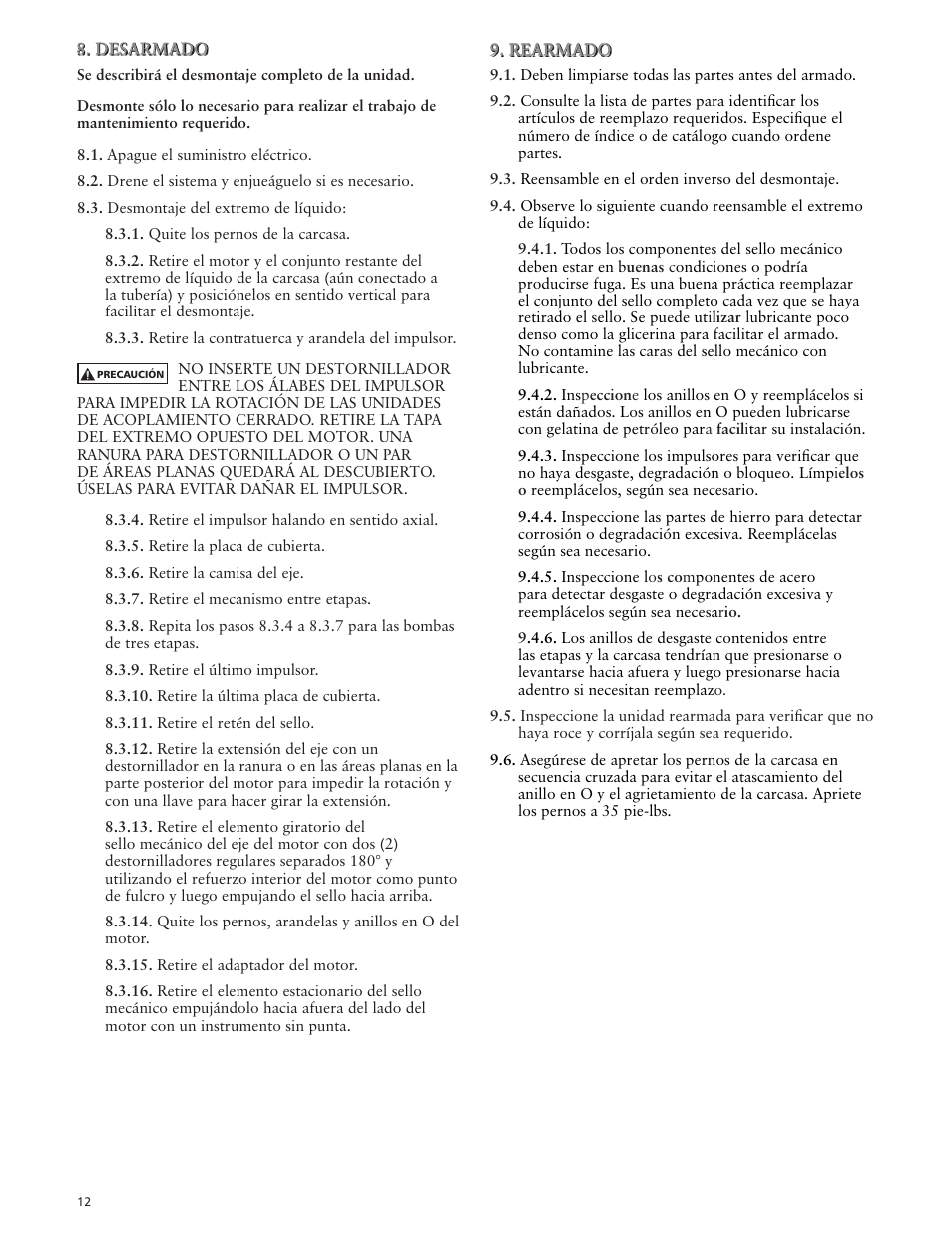 Xylem IM008 R03 Model HSC User Manual | Page 12 / 24