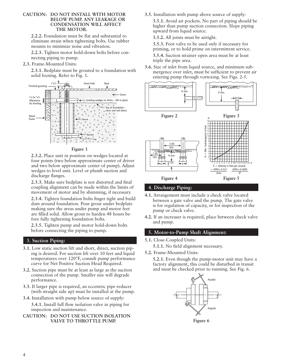 Suction piping, Discharge piping, Motor-to-pump shaft alignment | Xylem IM009 R02 Model 3657/3757 User Manual | Page 4 / 24
