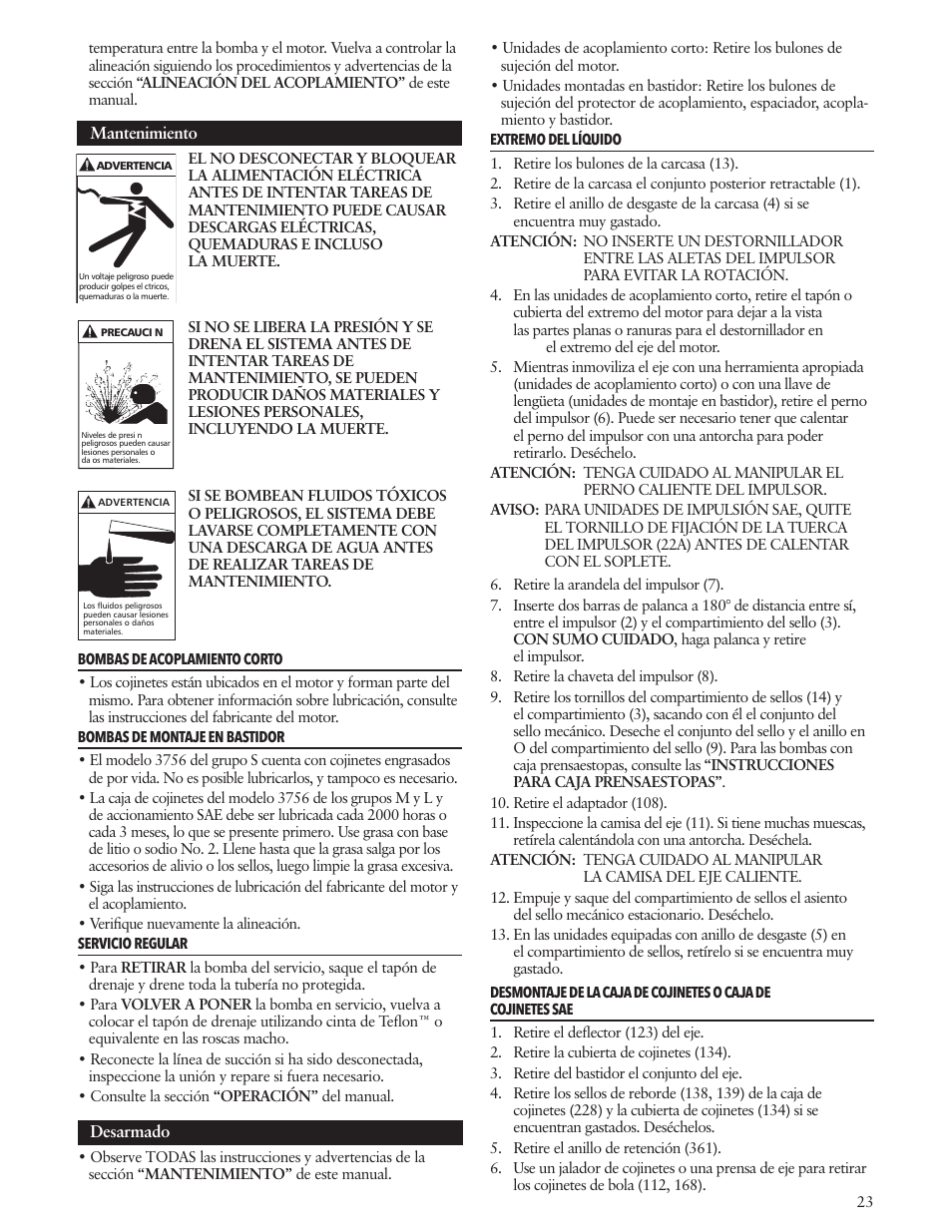 Xylem IM010 R08 Model 3656/3756 User Manual | Page 23 / 48