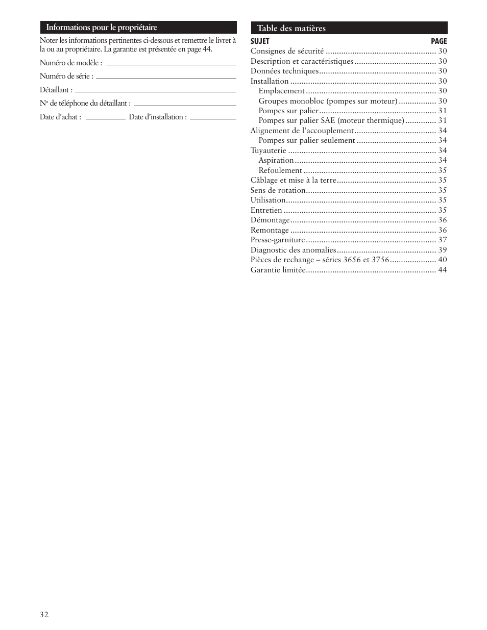 Xylem IM010 R08 Model 3656/3756 User Manual | Page 32 / 48