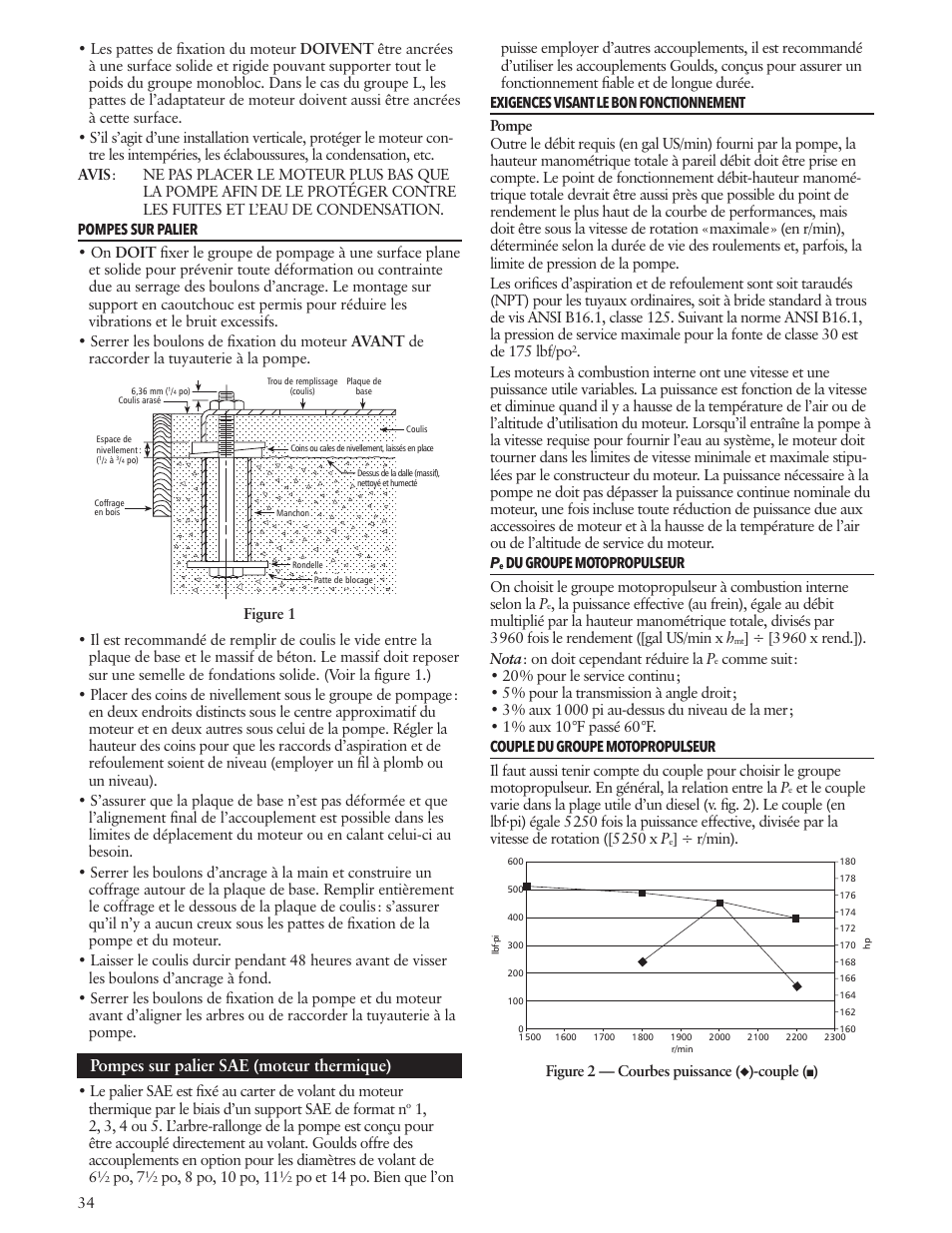 Pompes sur palier sae (moteur thermique) | Xylem IM010 R08 Model 3656/3756 User Manual | Page 34 / 48