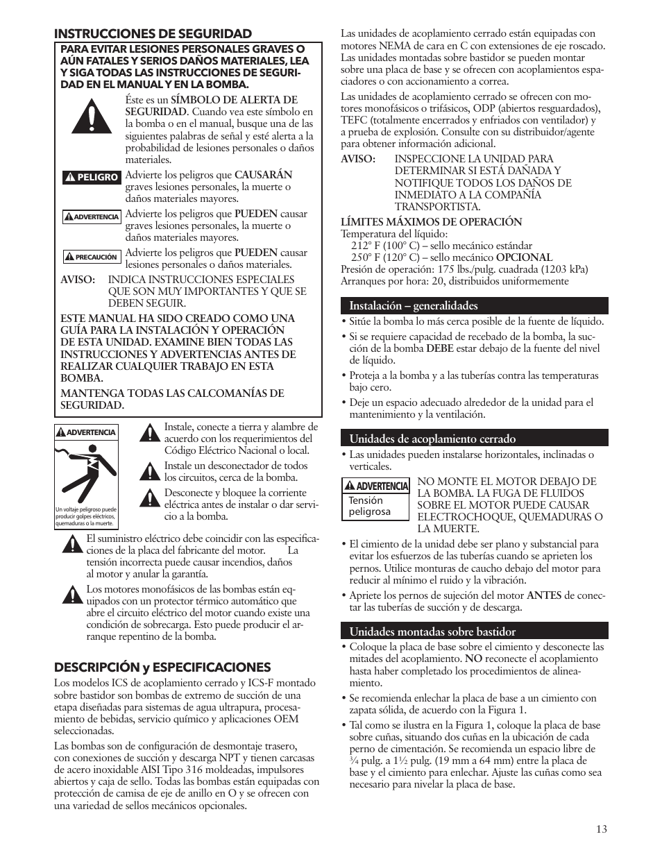 Xylem IM011 R05 Model ICS/ICS-F User Manual | Page 13 / 32