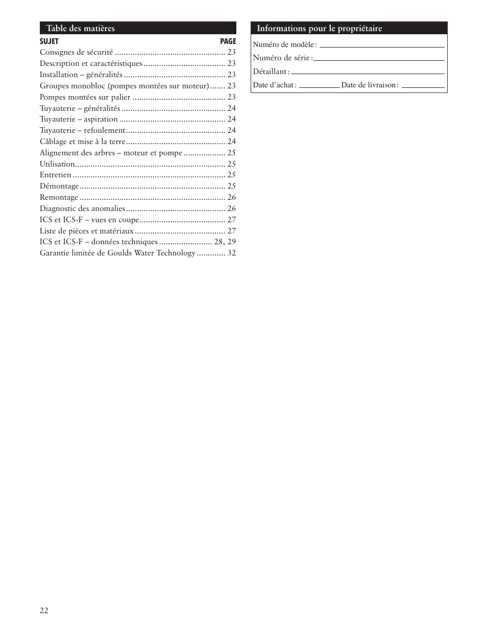 Xylem IM011 R05 Model ICS/ICS-F User Manual | Page 22 / 32
