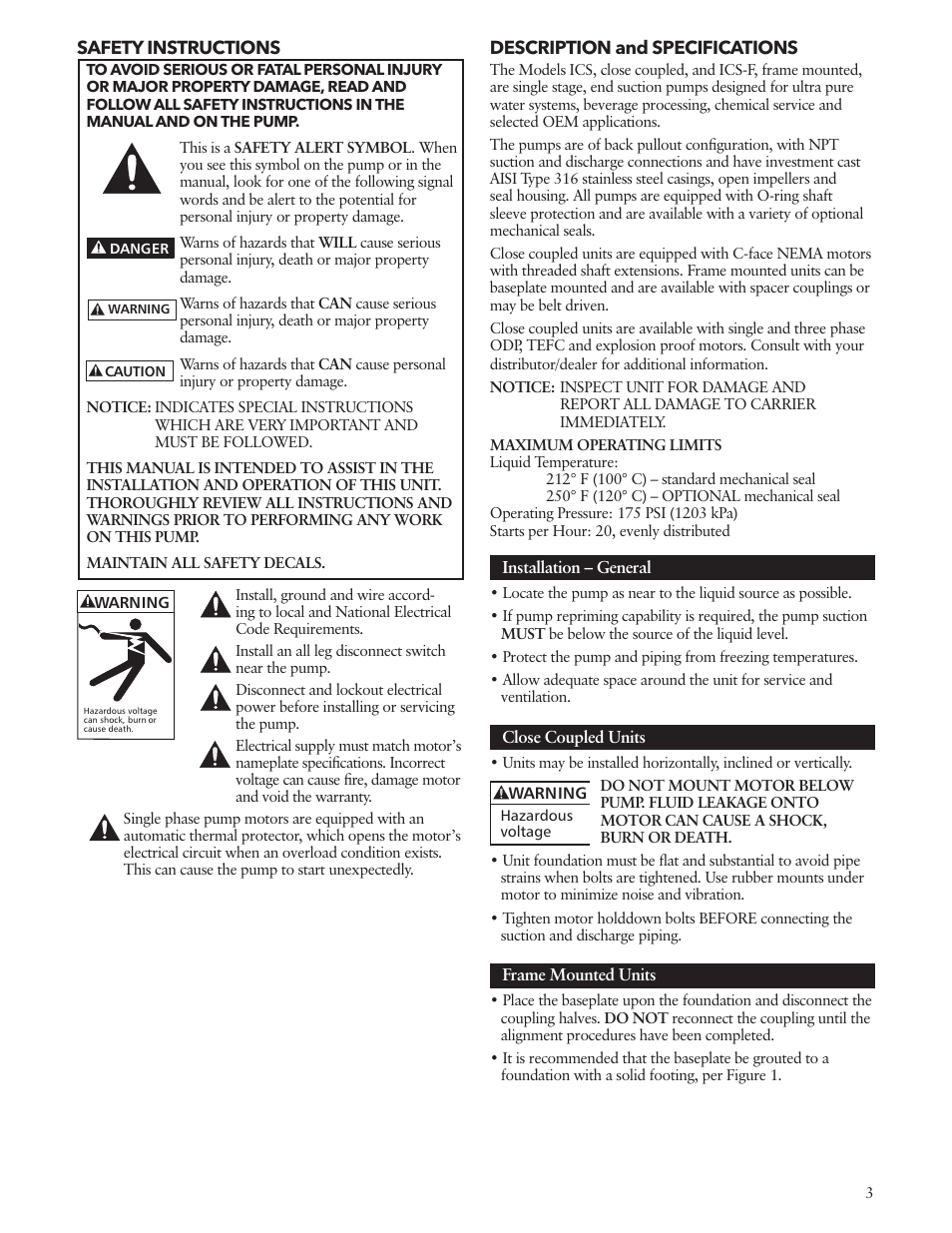 Xylem IM011 R05 Model ICS/ICS-F User Manual | Page 3 / 32