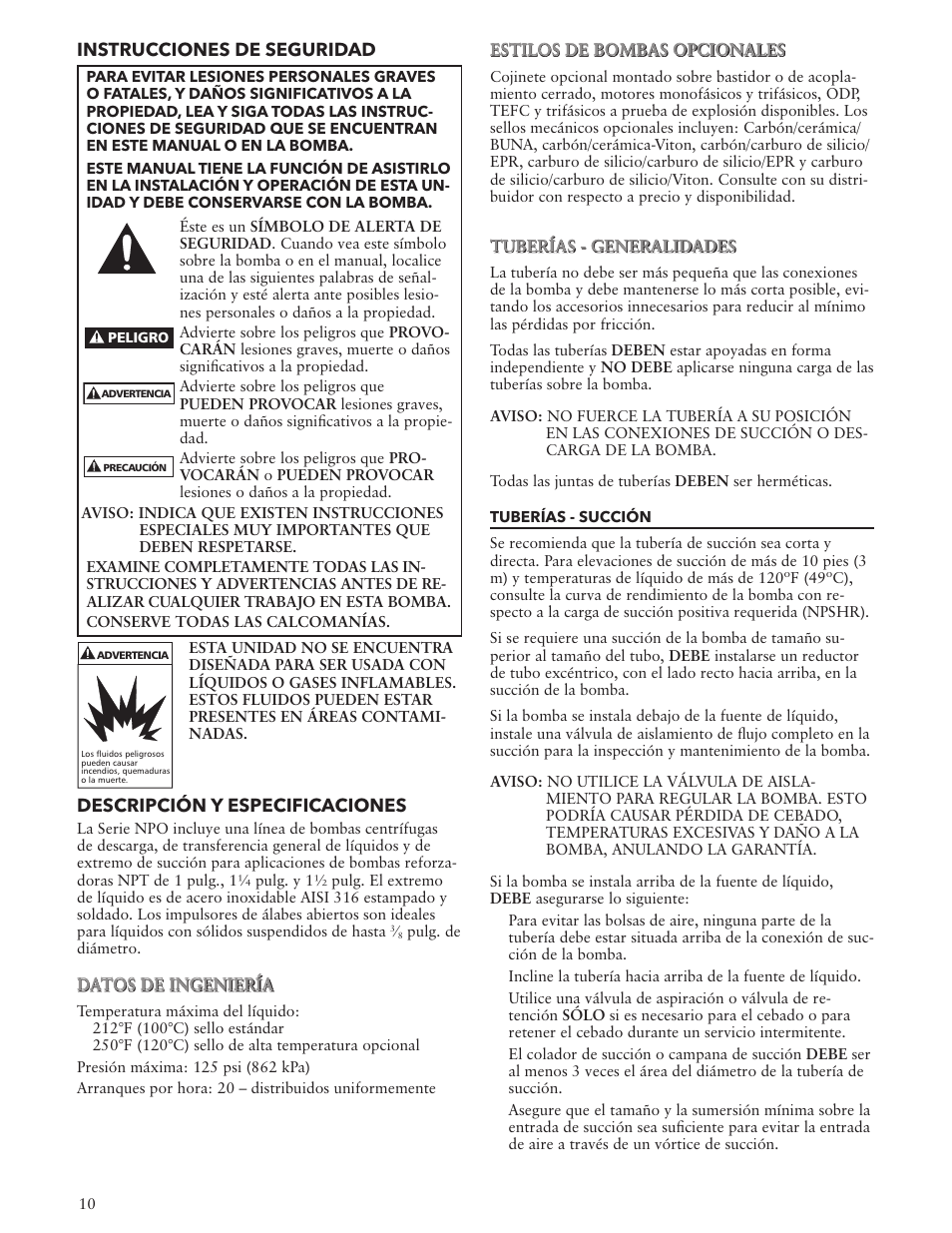 Xylem IM012 R05 Model NPO User Manual | Page 10 / 24
