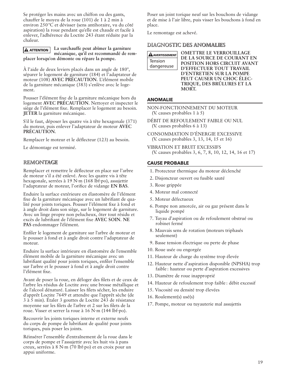 Xylem IM012 R05 Model NPO User Manual | Page 19 / 24
