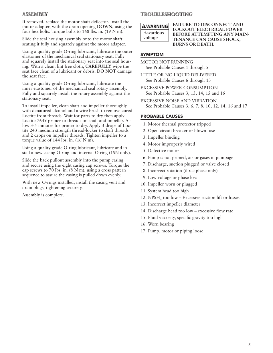 Xylem IM012 R05 Model NPO User Manual | Page 5 / 24