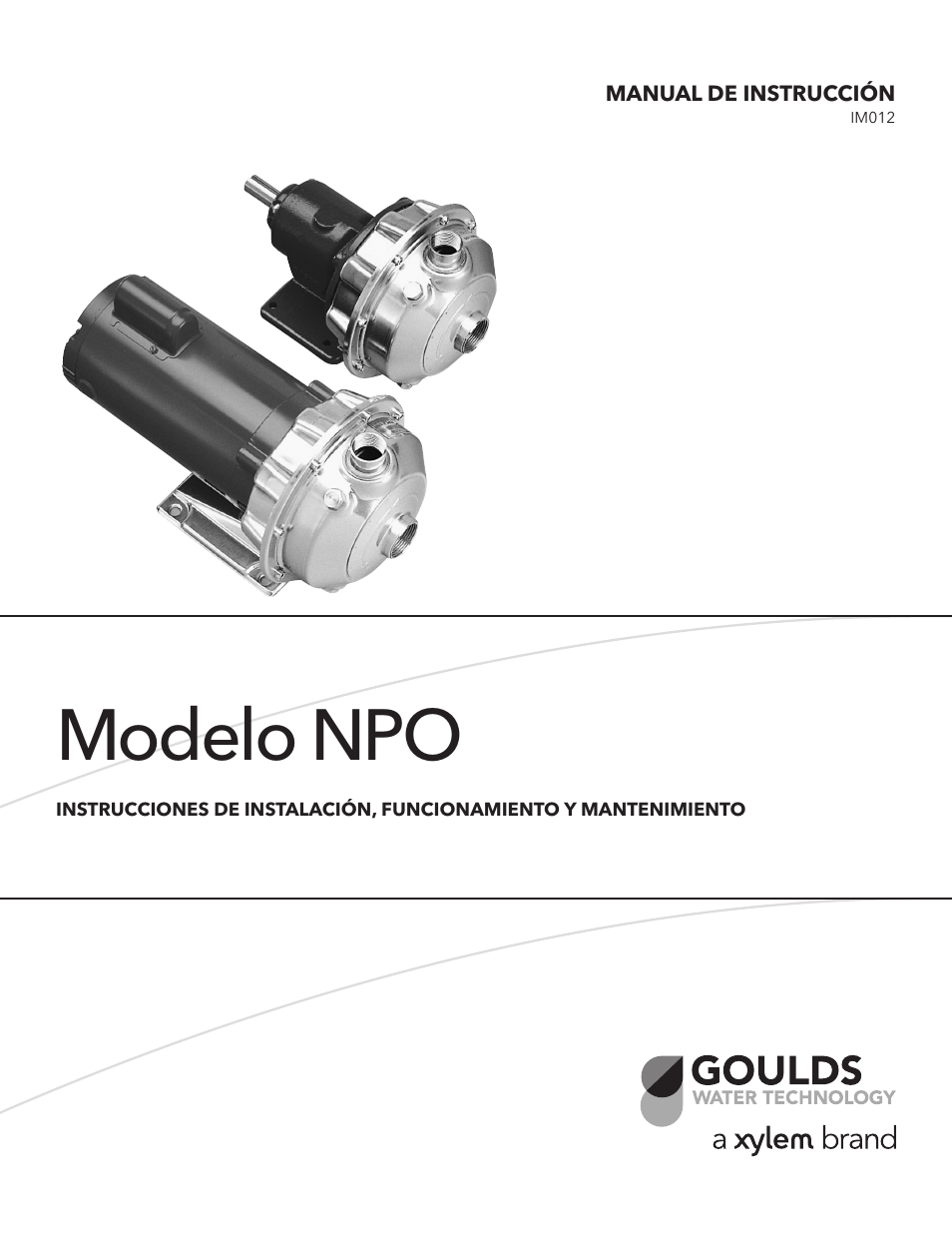 Modelo npo | Xylem IM012 R05 Model NPO User Manual | Page 8 / 24