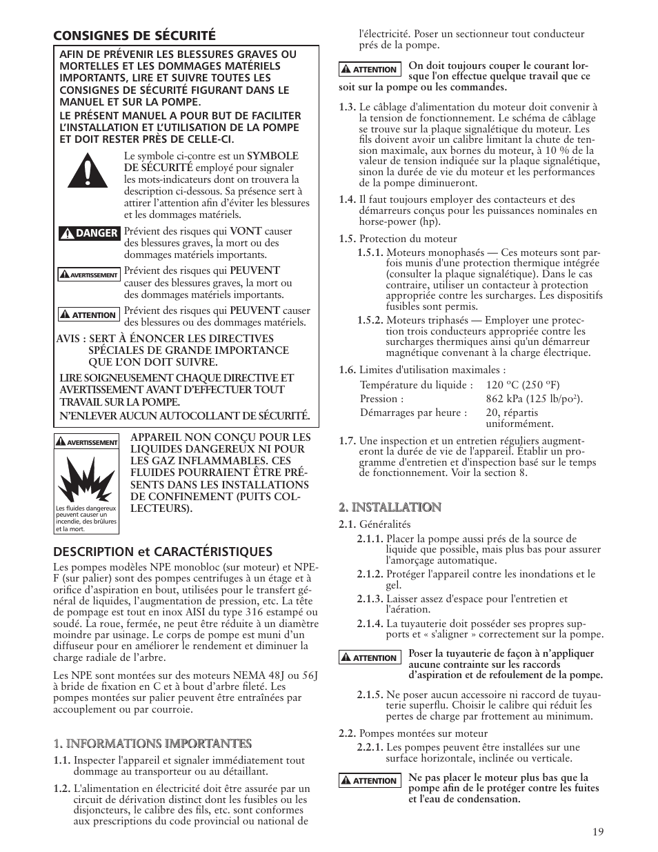 Xylem IM013 R09 Model NPE/NPE F User Manual | Page 19 / 24