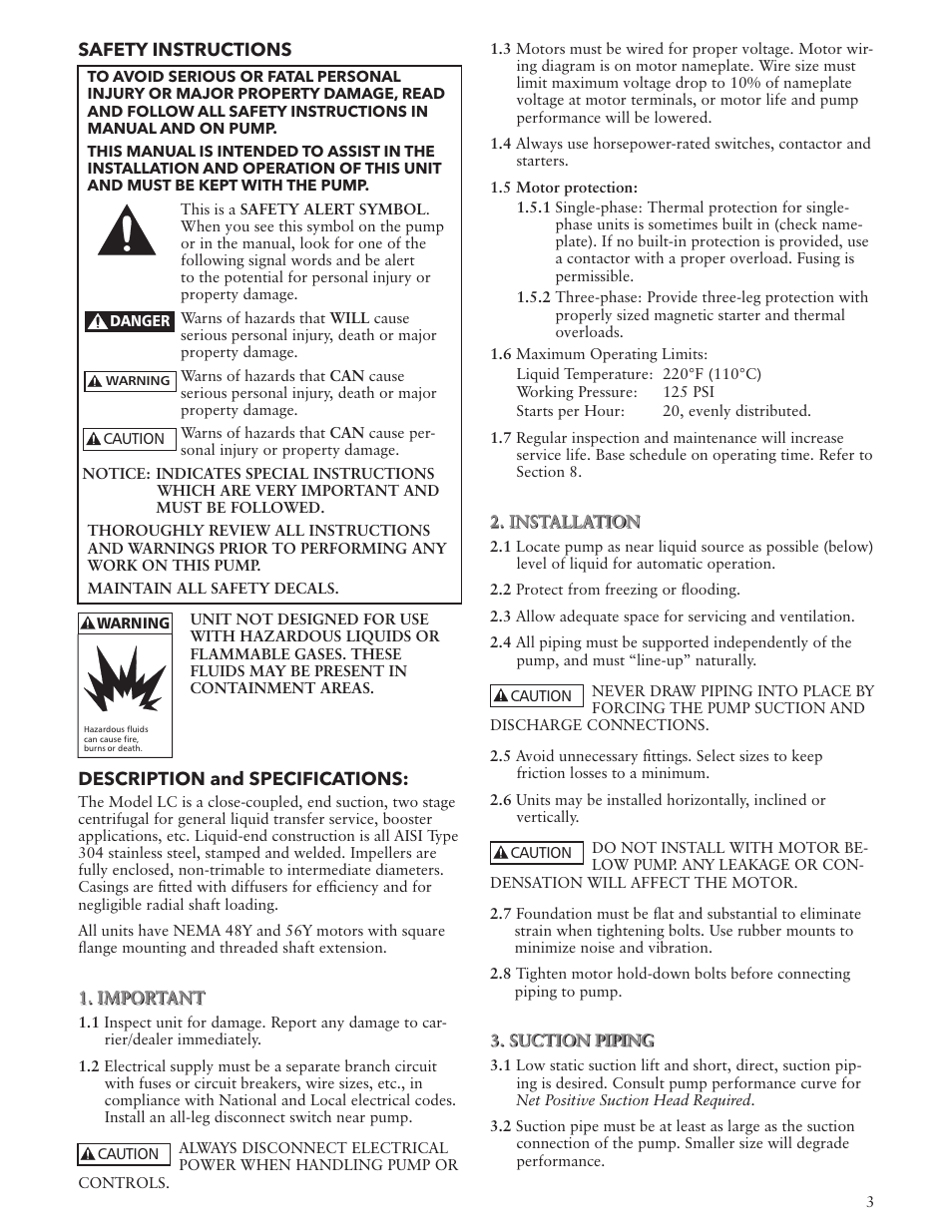 Xylem IM024 R06 Model LC User Manual | Page 3 / 24