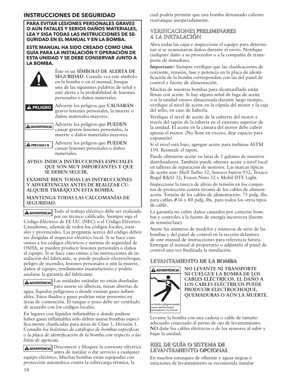 Xylem IM038 R05 Single Phase Single Seal Grinder Pump User Manual | Page 14 / 36
