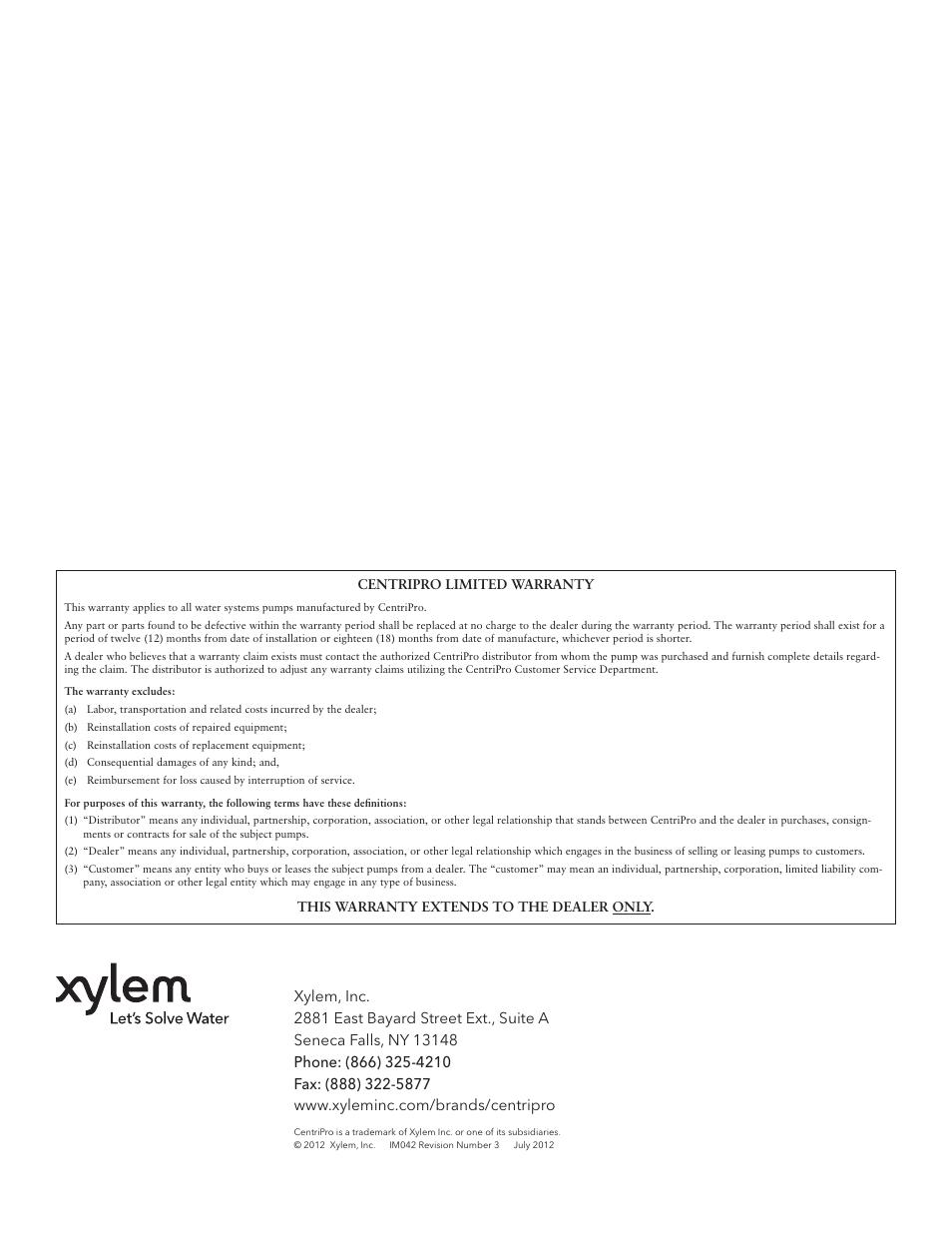 Xylem IM042 R03 Slide Rail Systems Series A10 & APD User Manual | Page 8 / 8