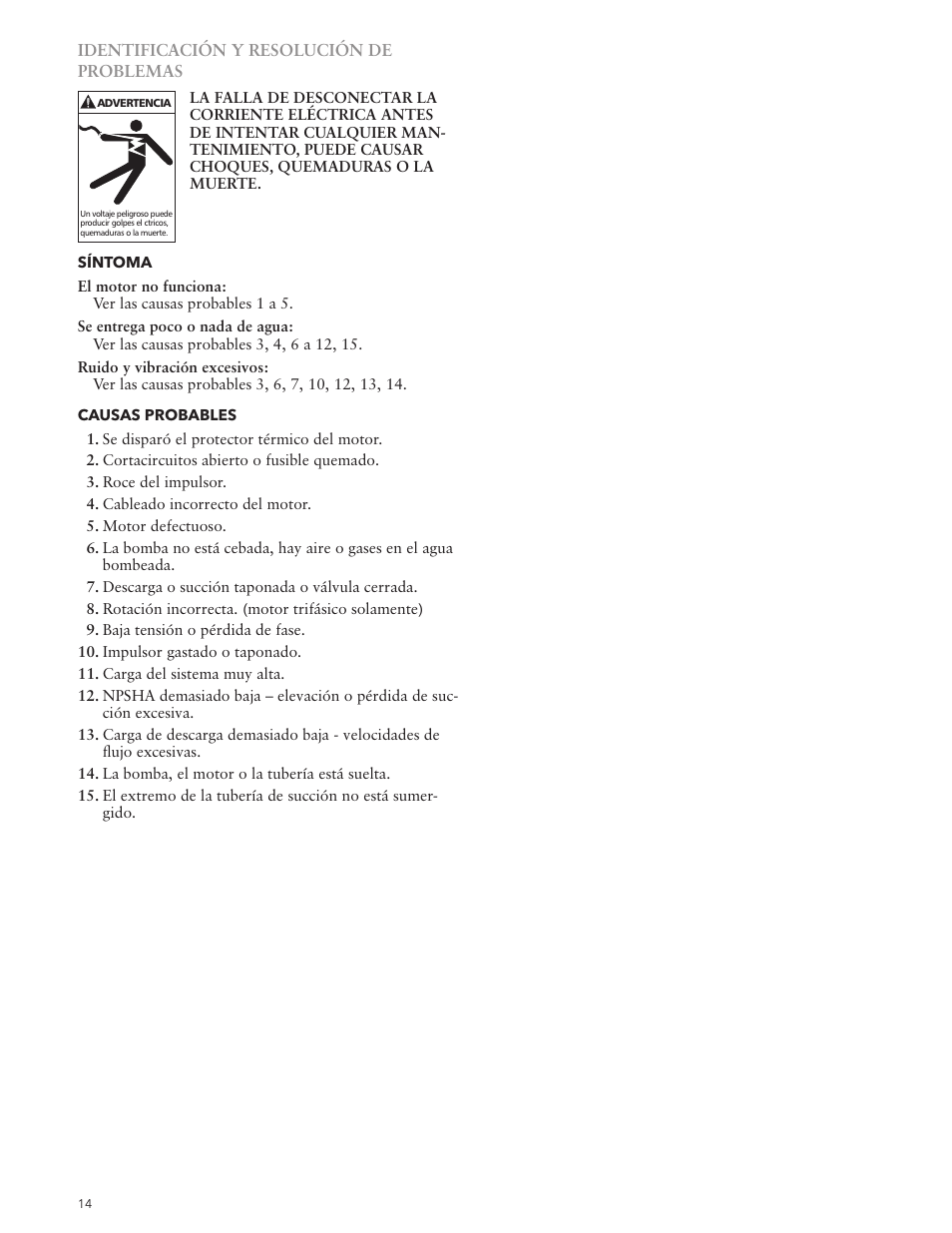 Xylem IM049 R05 IRRI-GATOR Self Priming Model GT User Manual | Page 14 / 24