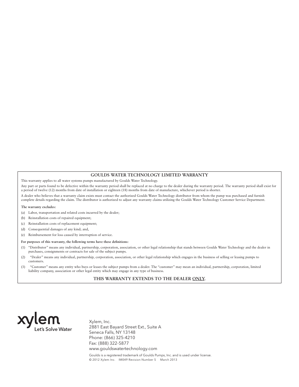 Xylem IM049 R05 IRRI-GATOR Self Priming Model GT User Manual | Page 8 / 24