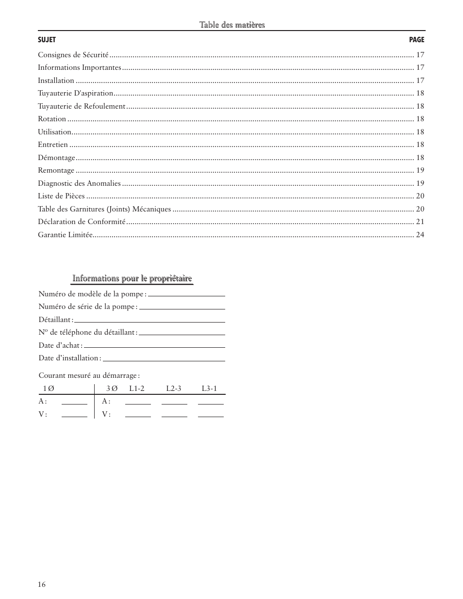 Informations pour le propriétaire | Xylem IM052 R04 Model MCS User Manual | Page 16 / 24