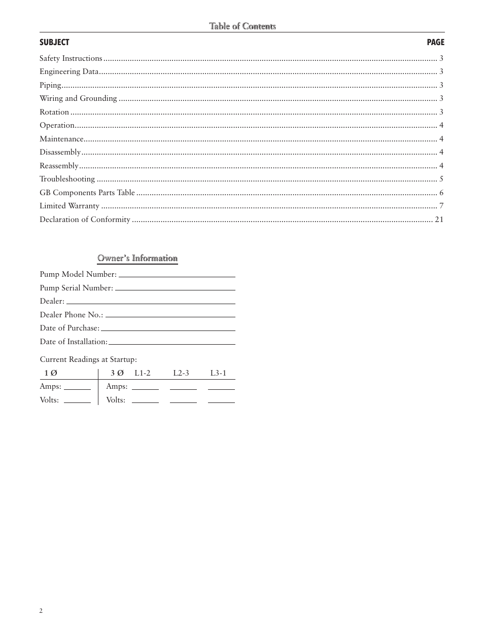 Xylem IM055 R03 MODEL GB User Manual | Page 2 / 24