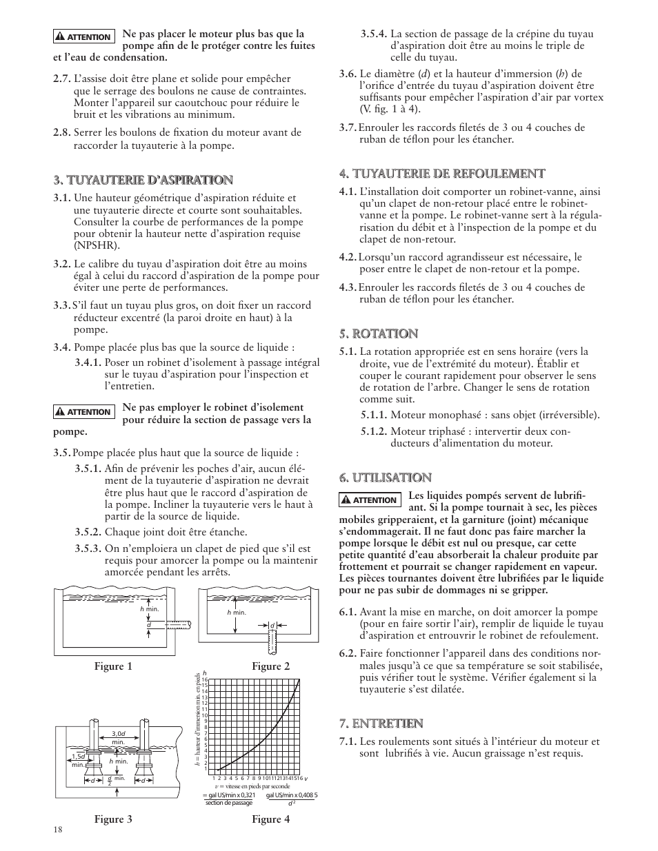 Tuyauterie d’aspiration, Tuyauterie de refoulement, Rotation | Utilisation, Entretien | Xylem IM060 R03 Model MCC User Manual | Page 18 / 24