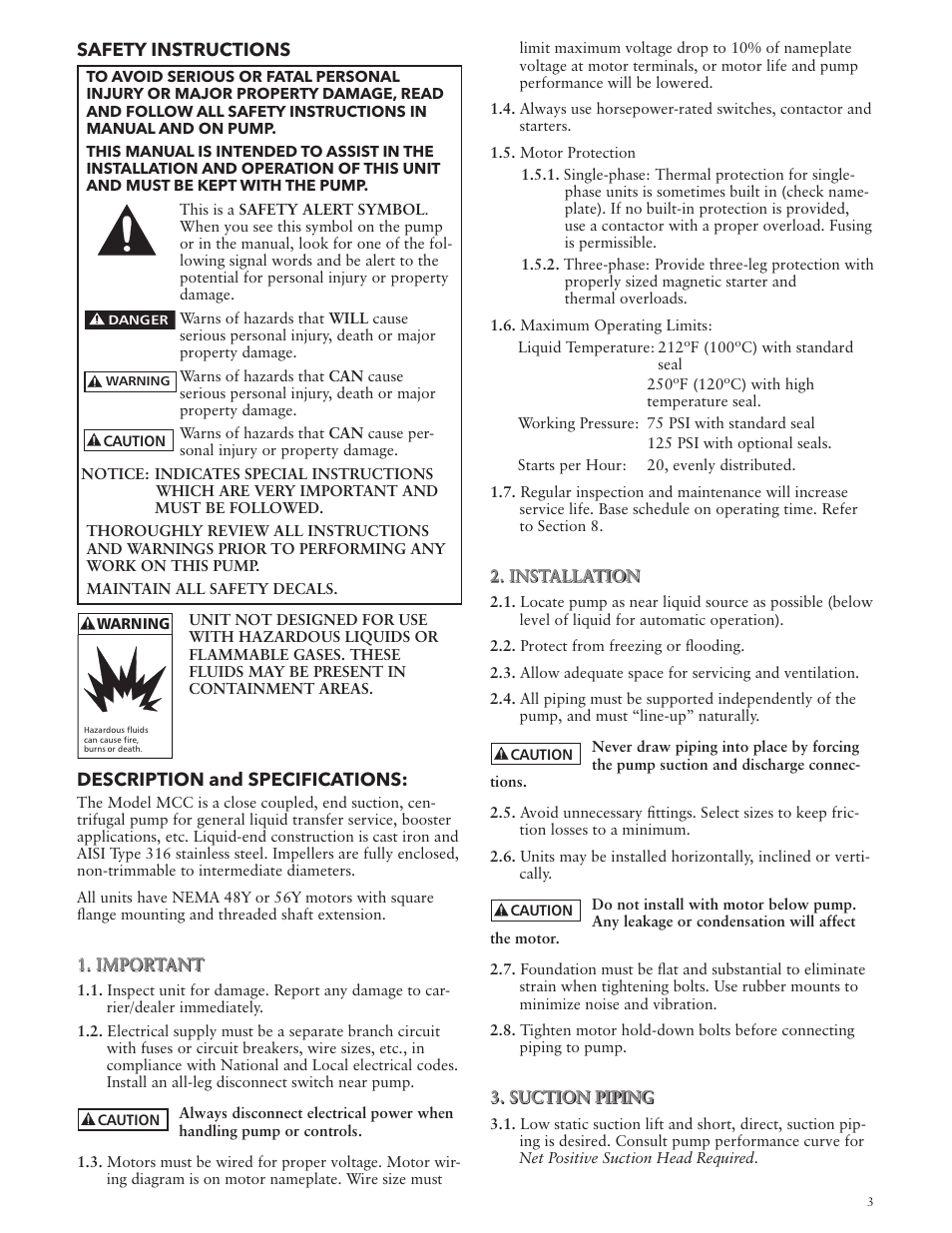 Xylem IM060 R03 Model MCC User Manual | Page 3 / 24