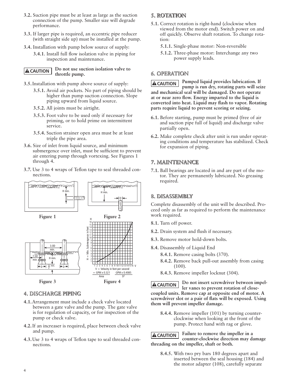 Discharge piping, Rotation, Operation | Maintenance, Disassembly | Xylem IM060 R03 Model MCC User Manual | Page 4 / 24