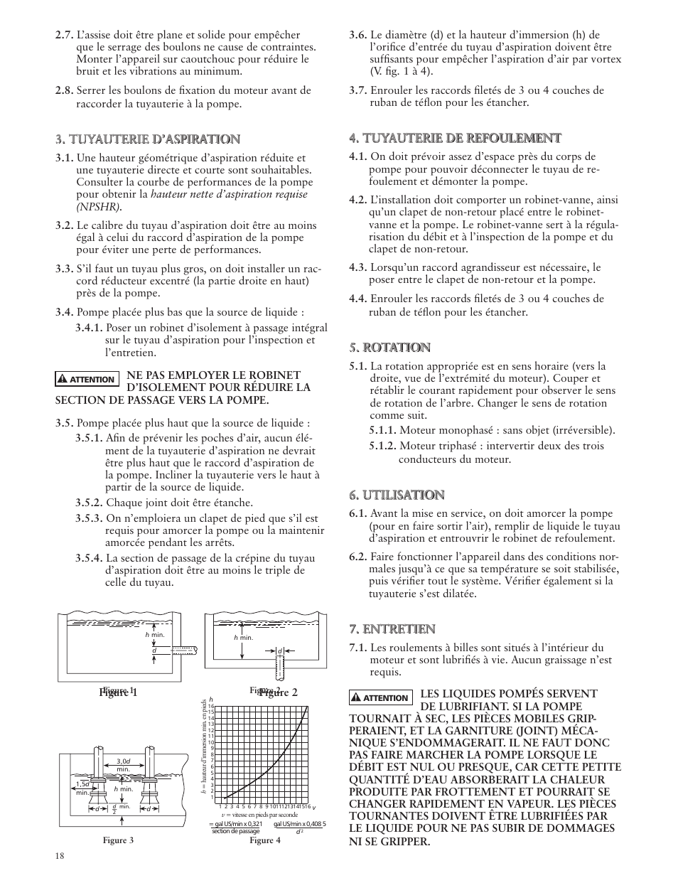 Tuyauterie d’aspiration, Tuyauterie de refoulement, Rotation | Utilisation, Entretien | Xylem IM064 R05 Model LB User Manual | Page 18 / 24