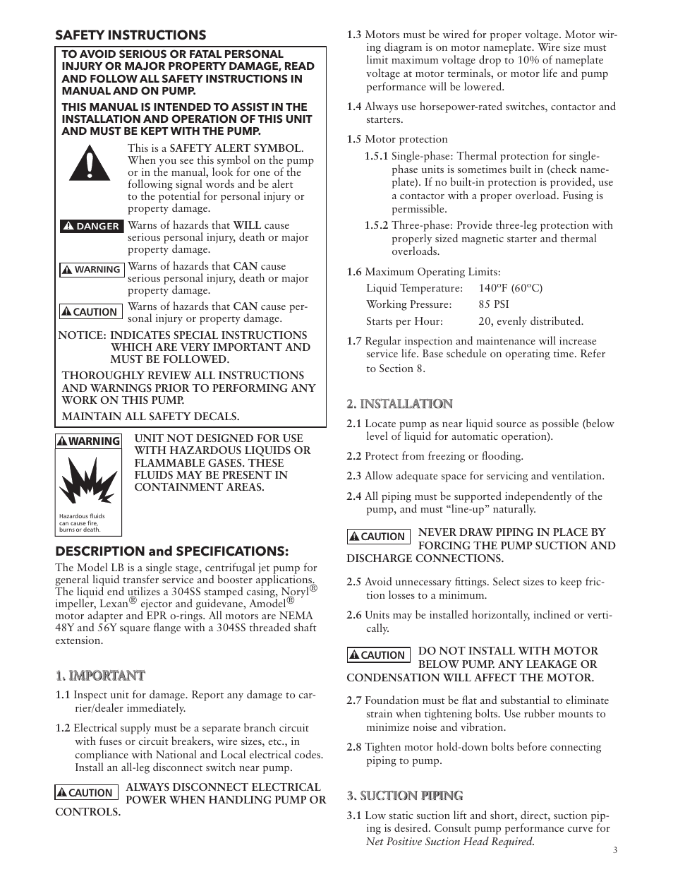 Xylem IM064 R05 Model LB User Manual | Page 3 / 24