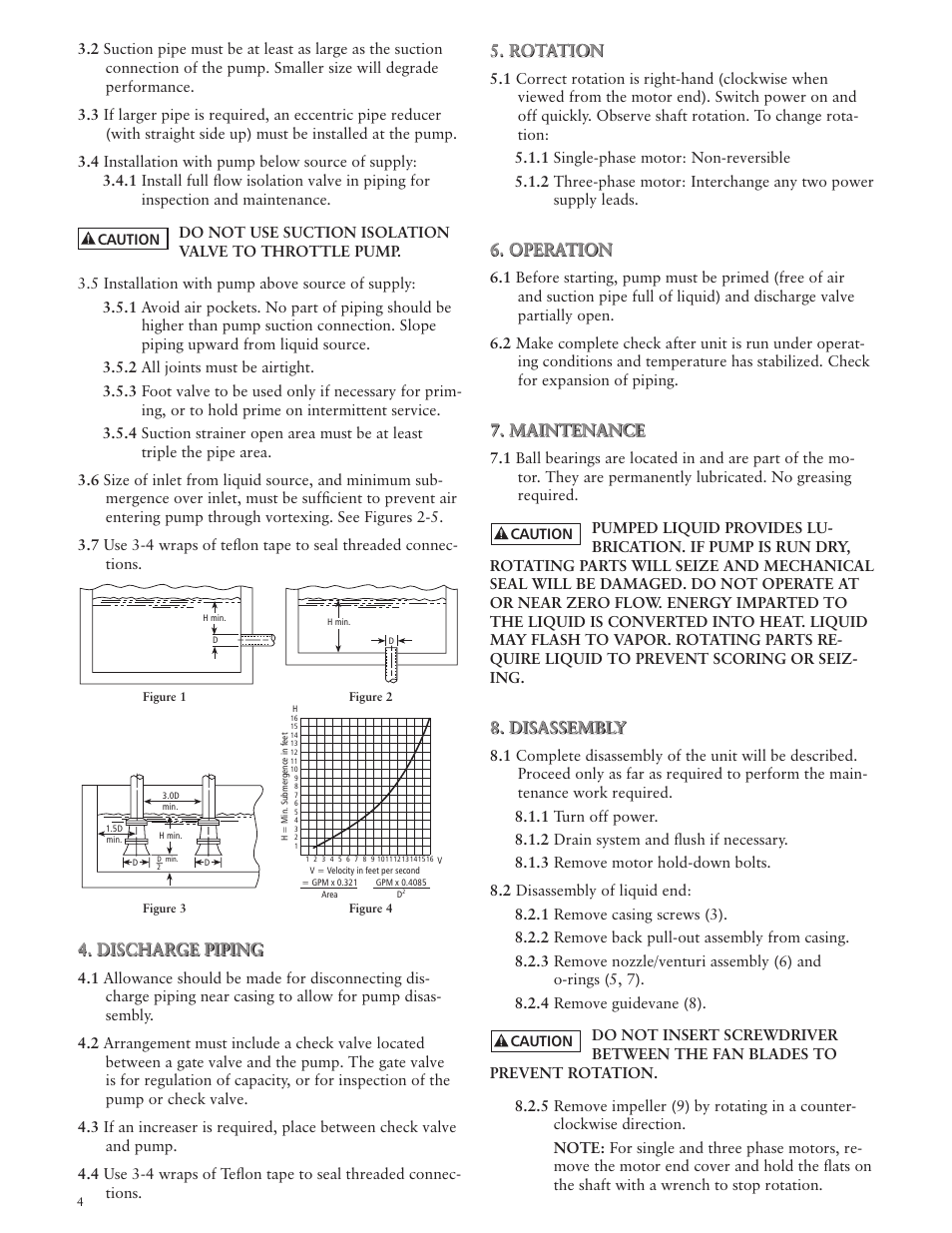 Discharge piping, Rotation, Operation | Maintenance, Disassembly | Xylem IM064 R05 Model LB User Manual | Page 4 / 24