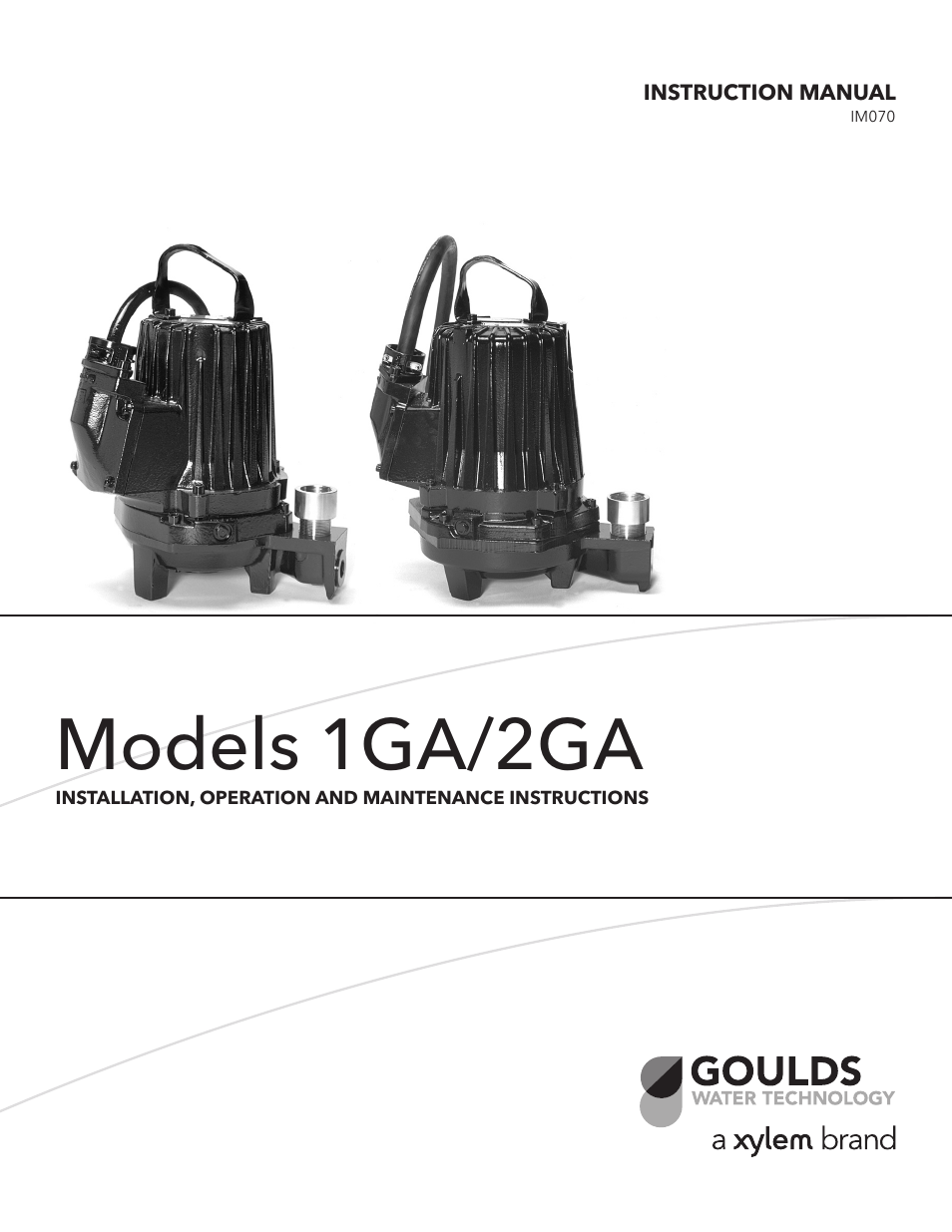 Xylem IM070 R03 Models 1GA/2GA User Manual | 26 pages