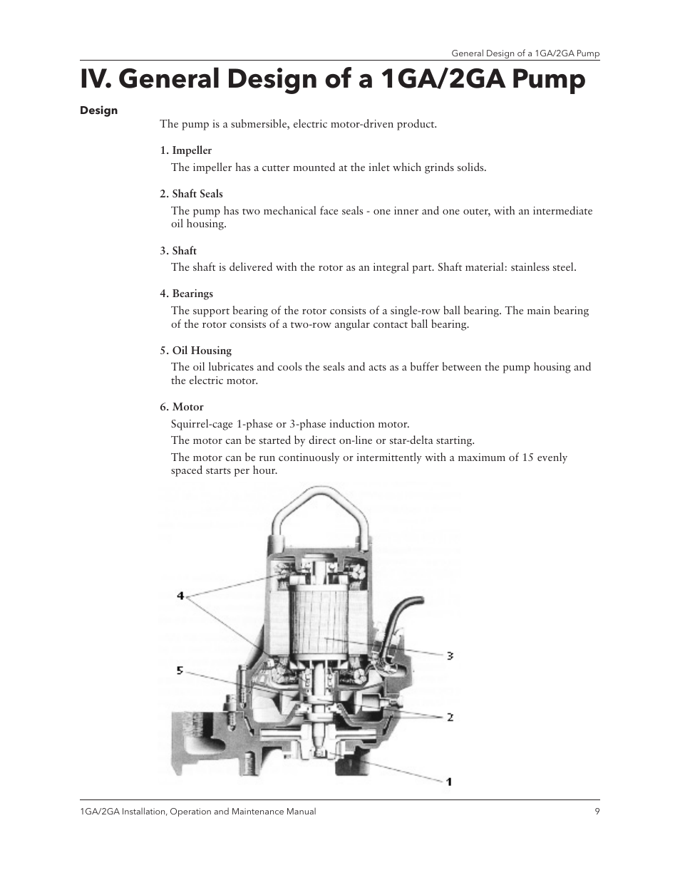 Iv. general design of a 1ga/2ga pump | Xylem IM070 R03 Models 1GA/2GA User Manual | Page 11 / 26
