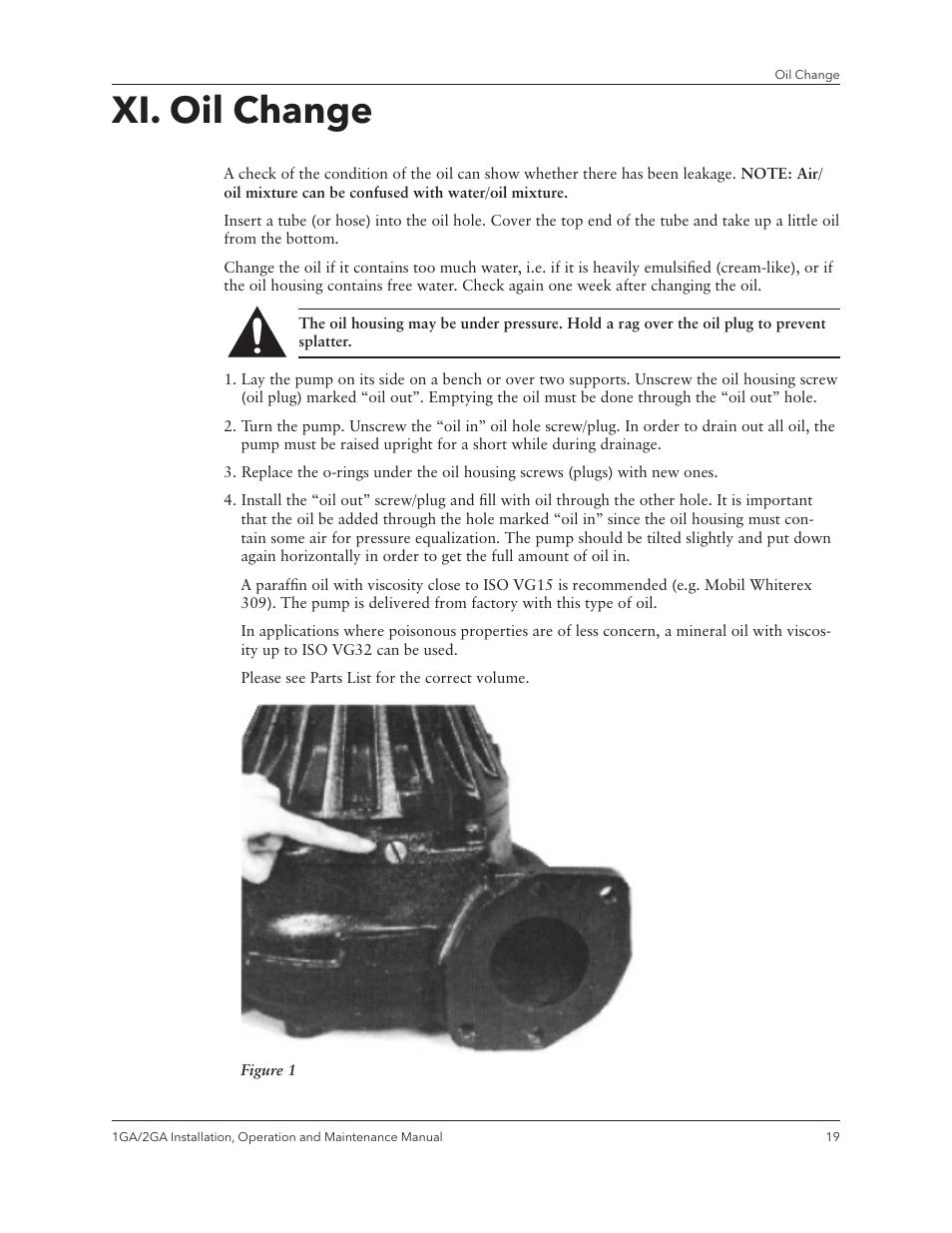 Xi. oil change | Xylem IM070 R03 Models 1GA/2GA User Manual | Page 21 / 26