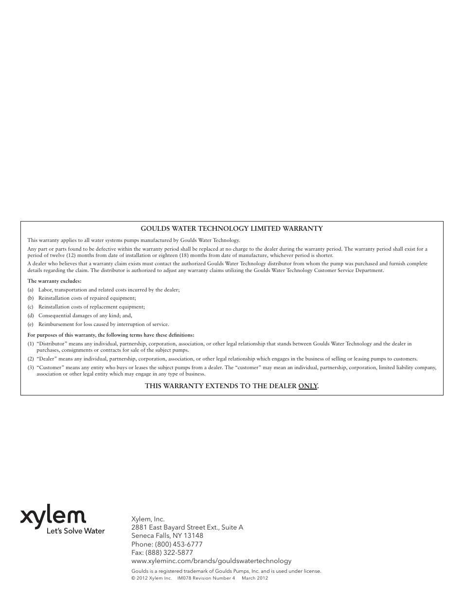 Xylem IM078 Marlow Series 20EVP User Manual | Page 8 / 24