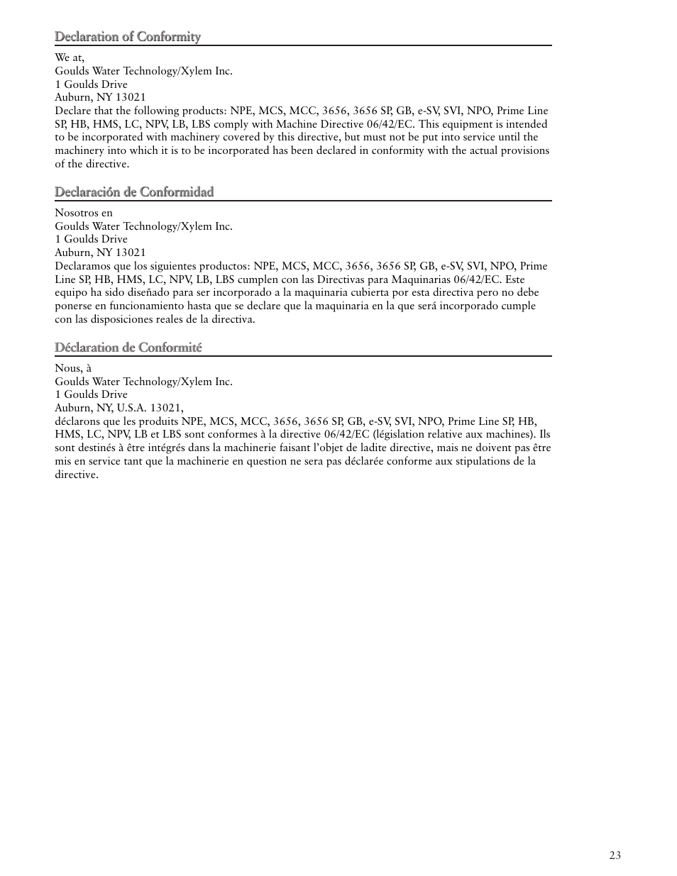 Xylem IM083 R05 Model HMS User Manual | Page 23 / 24