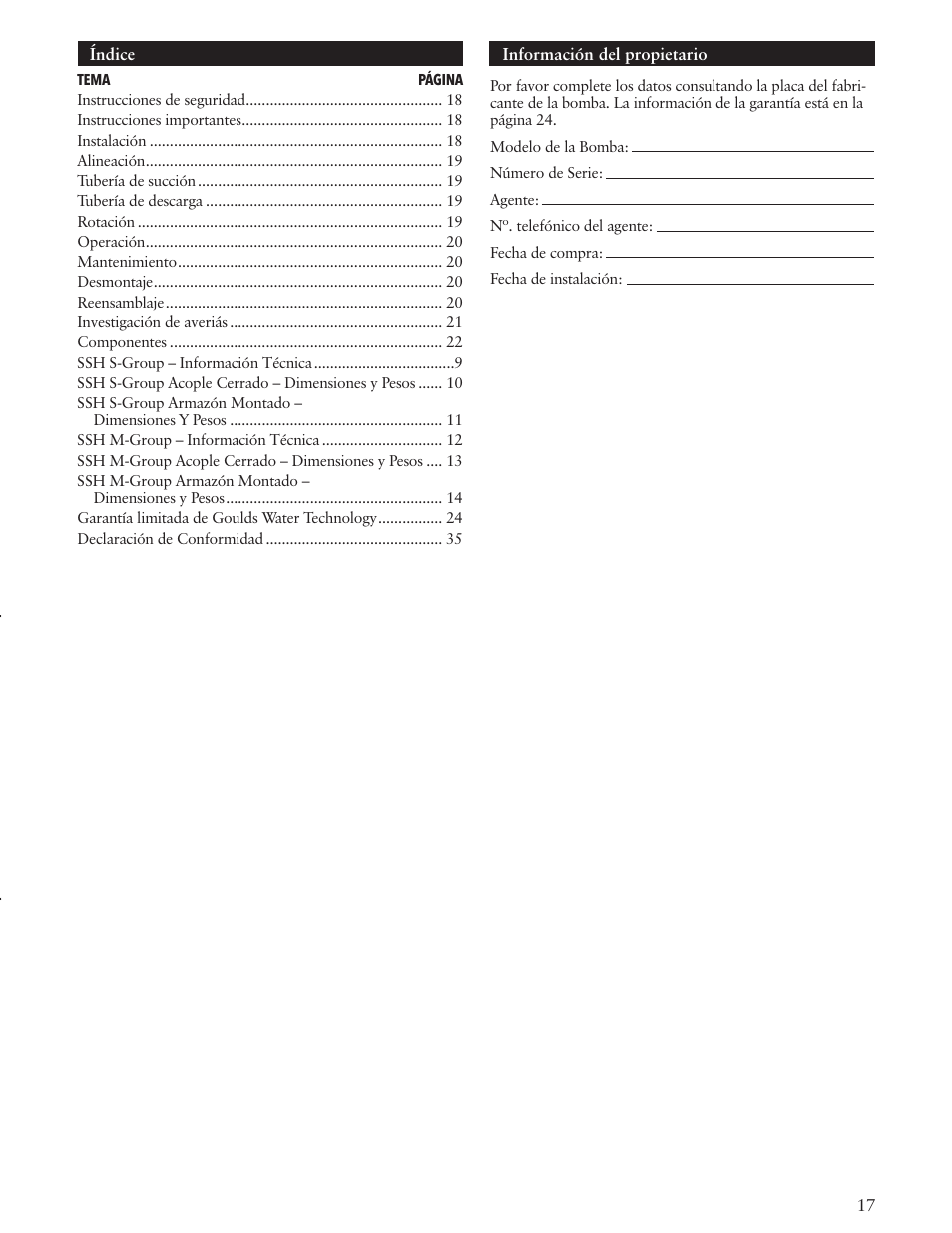 Xylem IM084 R05 SSH-C and SSH-F User Manual | Page 17 / 36