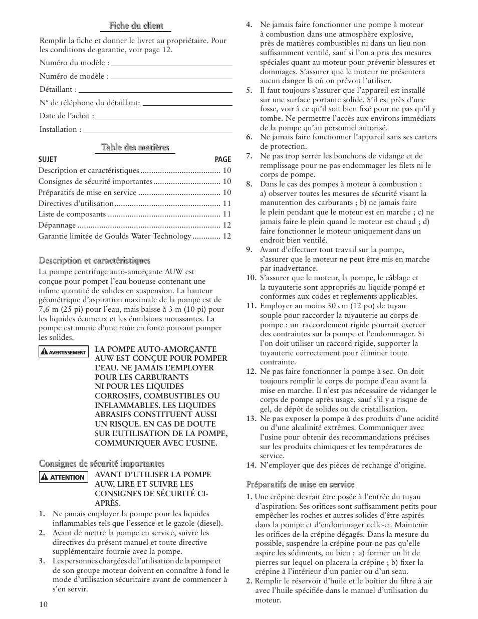 Xylem IM085 R03 2AUW/3AUW User Manual | Page 10 / 12
