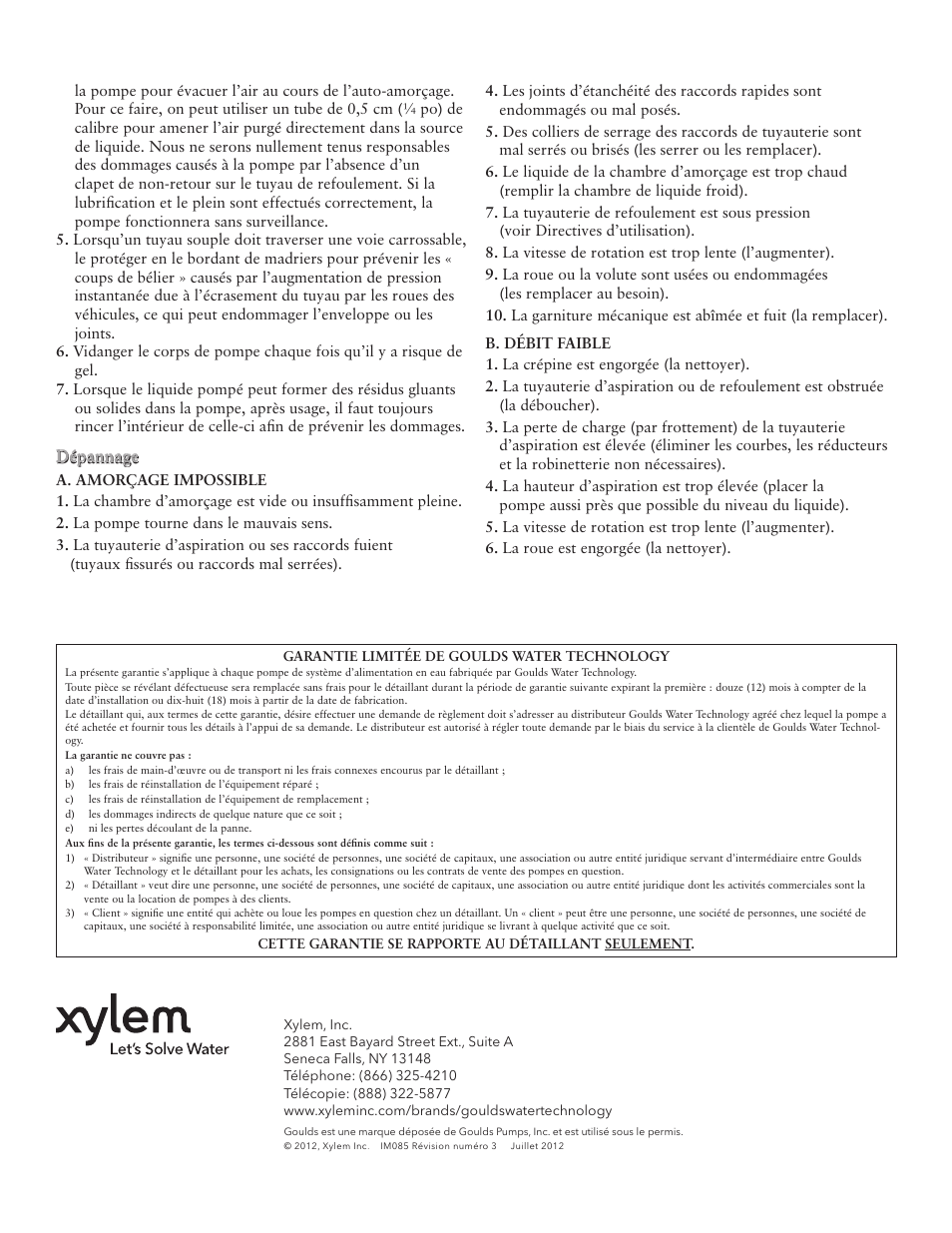 Xylem IM085 R03 2AUW/3AUW User Manual | Page 12 / 12