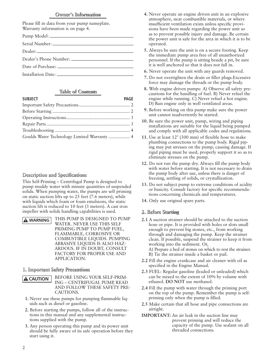 Xylem IM085 R03 2AUW/3AUW User Manual | Page 2 / 12
