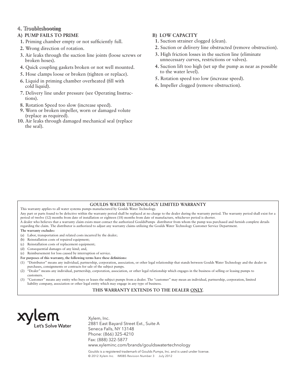 Xylem IM085 R03 2AUW/3AUW User Manual | Page 4 / 12
