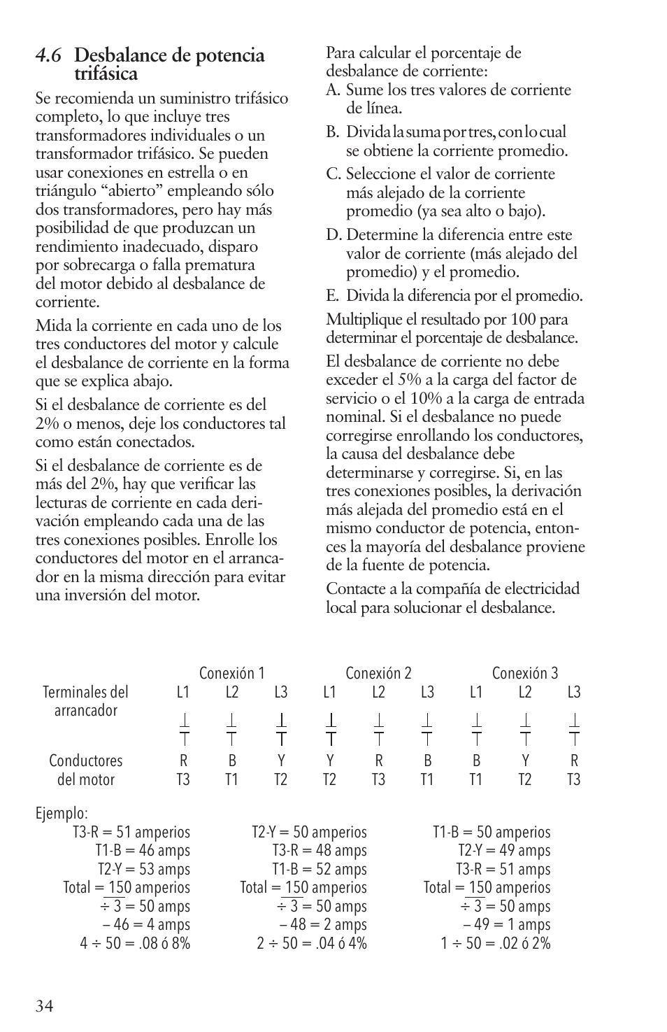 6 desbalance de potencia trifásica | Xylem IM096 R07 4 Submersible Pumps User Manual | Page 34 / 68