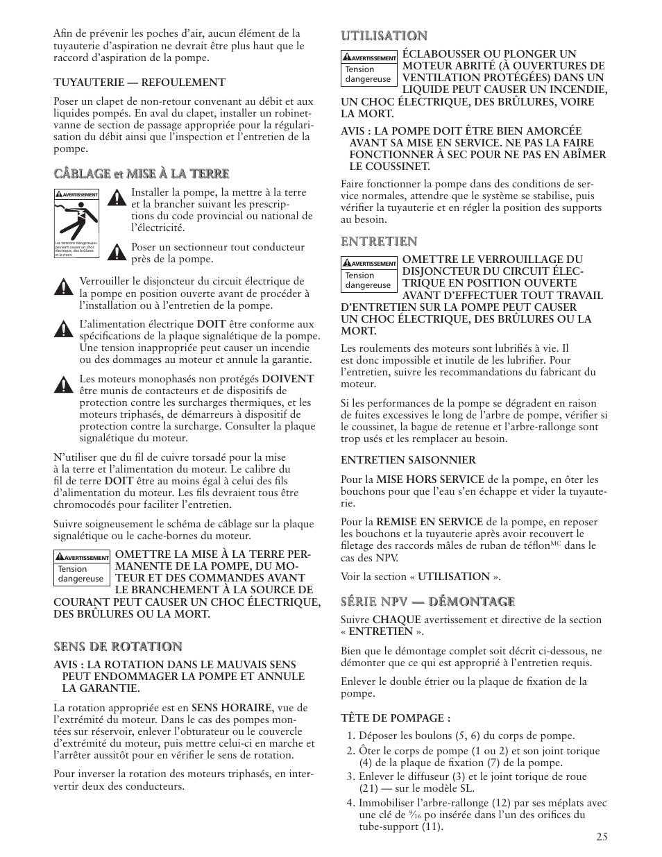 Xylem IM101 R04 MODELS SHV and NPV User Manual | Page 25 / 32