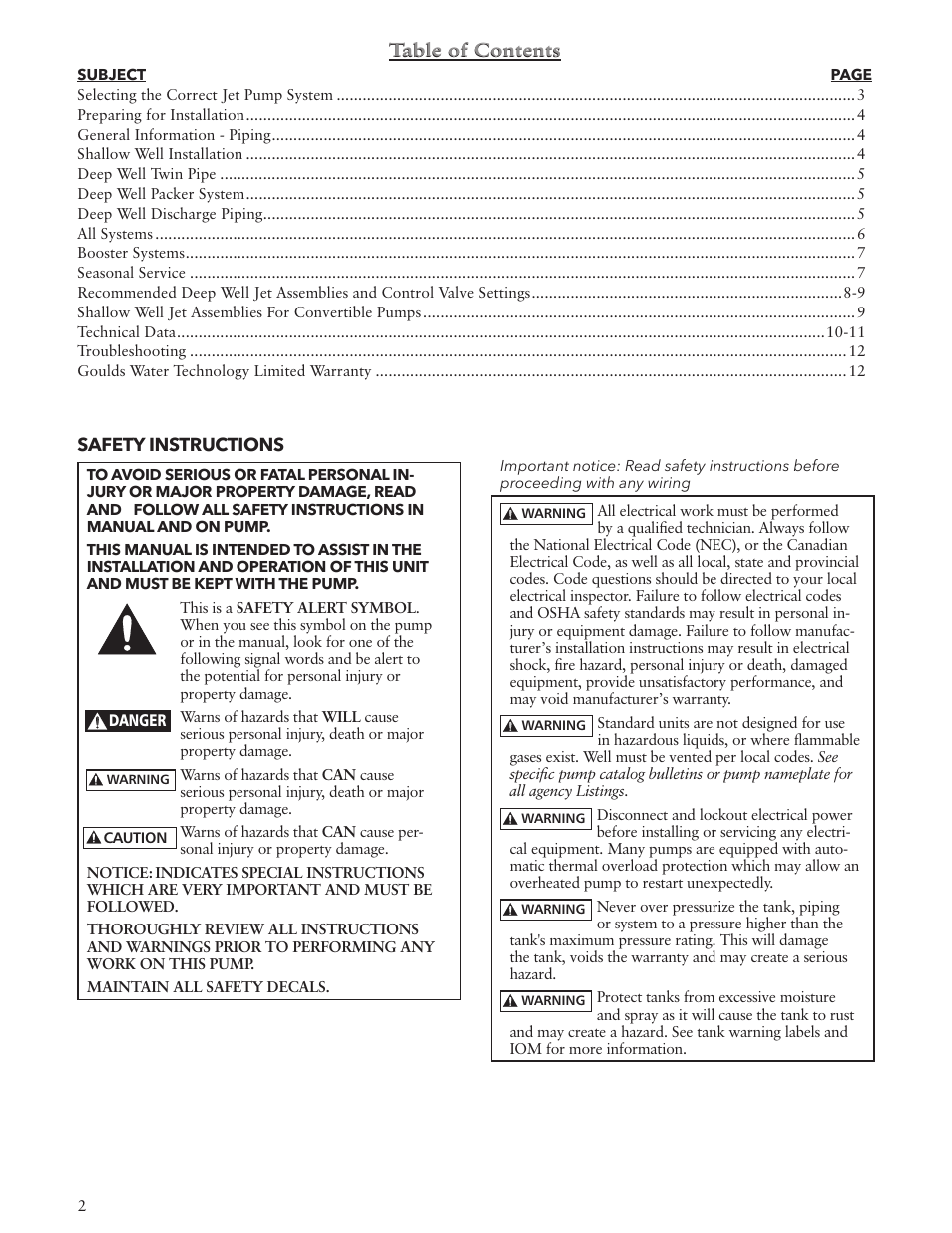 Xylem IM102 R05 Jet Pumps User Manual | Page 2 / 36