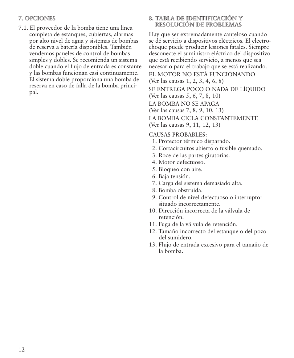 Xylem IM105R05 Sump Pumps User Manual | Page 12 / 24
