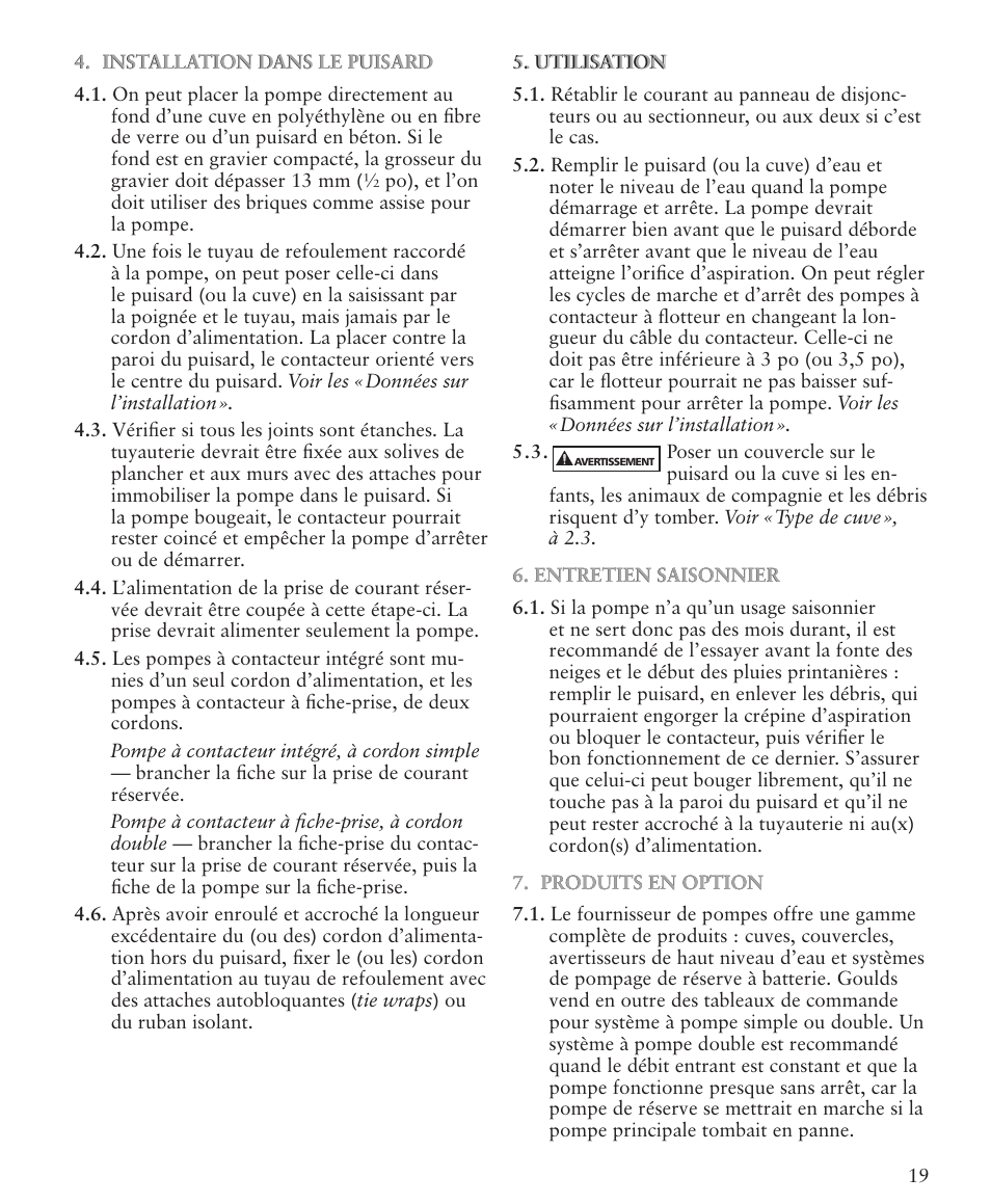 Xylem IM105R05 Sump Pumps User Manual | Page 19 / 24